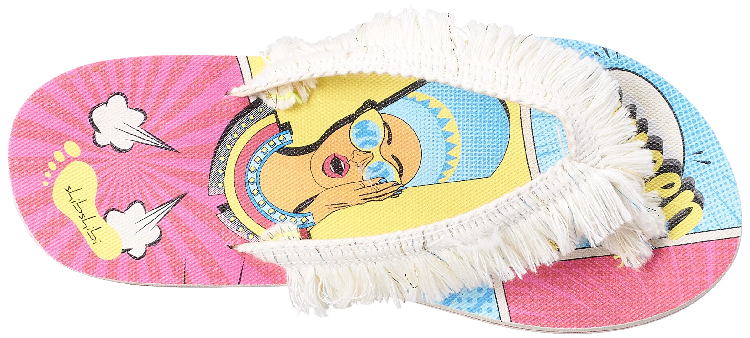 Shibshibi Girls’ Rubber Flip Flop – White Fabric Strap