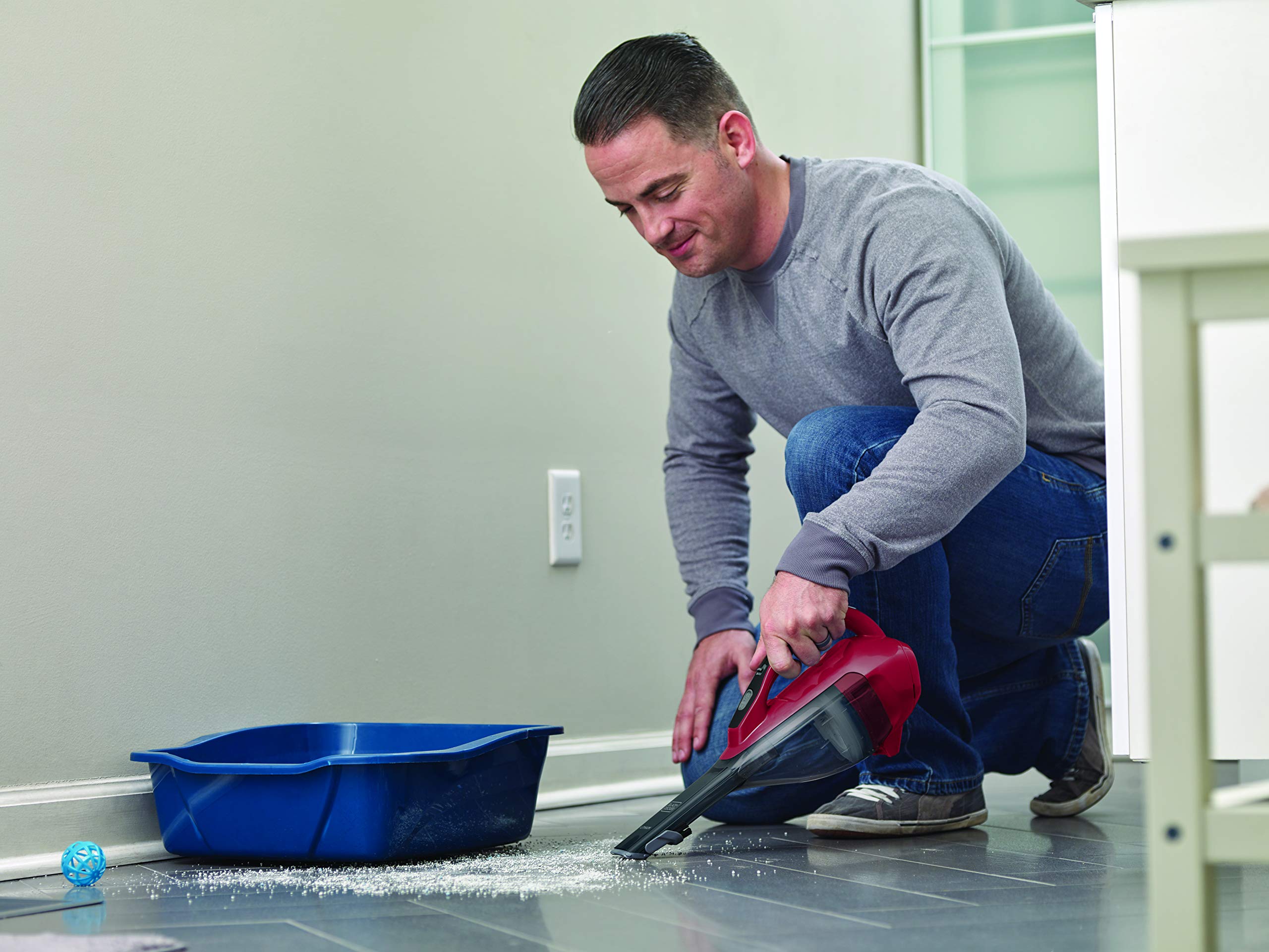 Black+Decker 10.8V 1.5Ah Li-Ion 500ml Cordless Dustbuster Handheld Vacuum with Integrated Brush Tool & Jack Plug Charger for Home & Car, Red - DVA315J-B5,