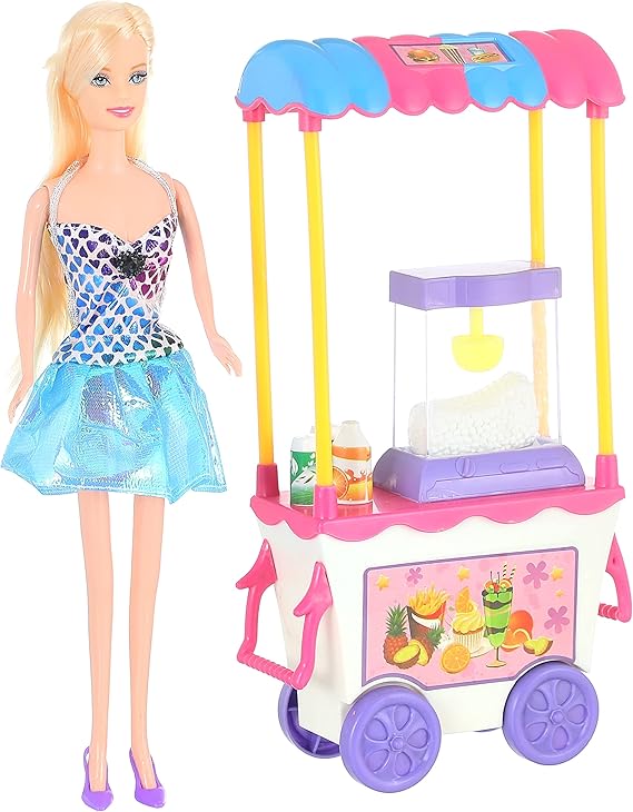 Bettina Doll with Popcorn Cart for Girls