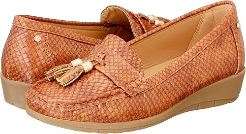 Dejavu Women's Wedge Heel PU Leather Front Tassels Flat Loafer Sneaker