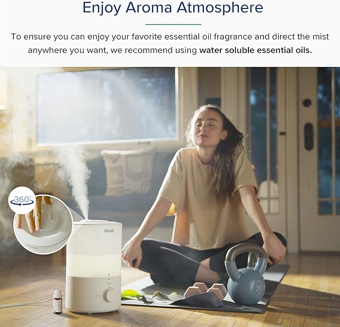 LEVOIT Cool Mist Humidifier 3L White with Night Light