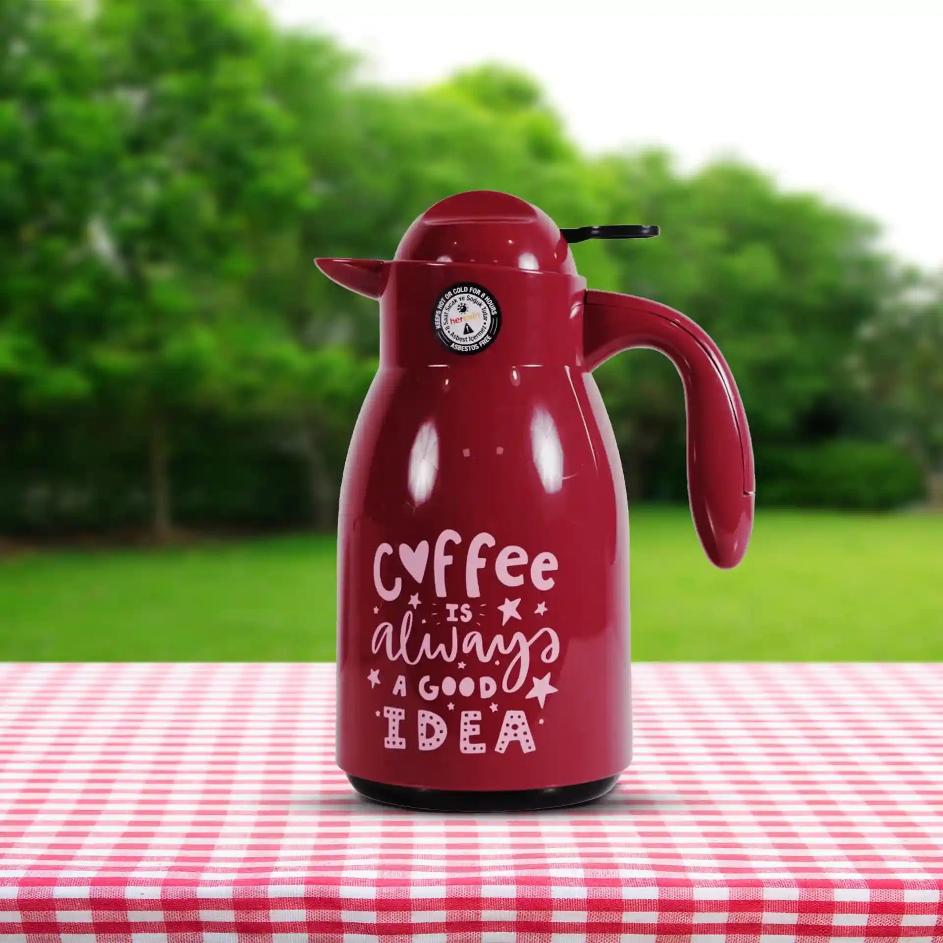 Herevin Decorated Vacuum Flask - 1 Liter Capacity, Multicolor, Stainless Steel, Keeps Hot/Cold for Hours, Made in Turkey