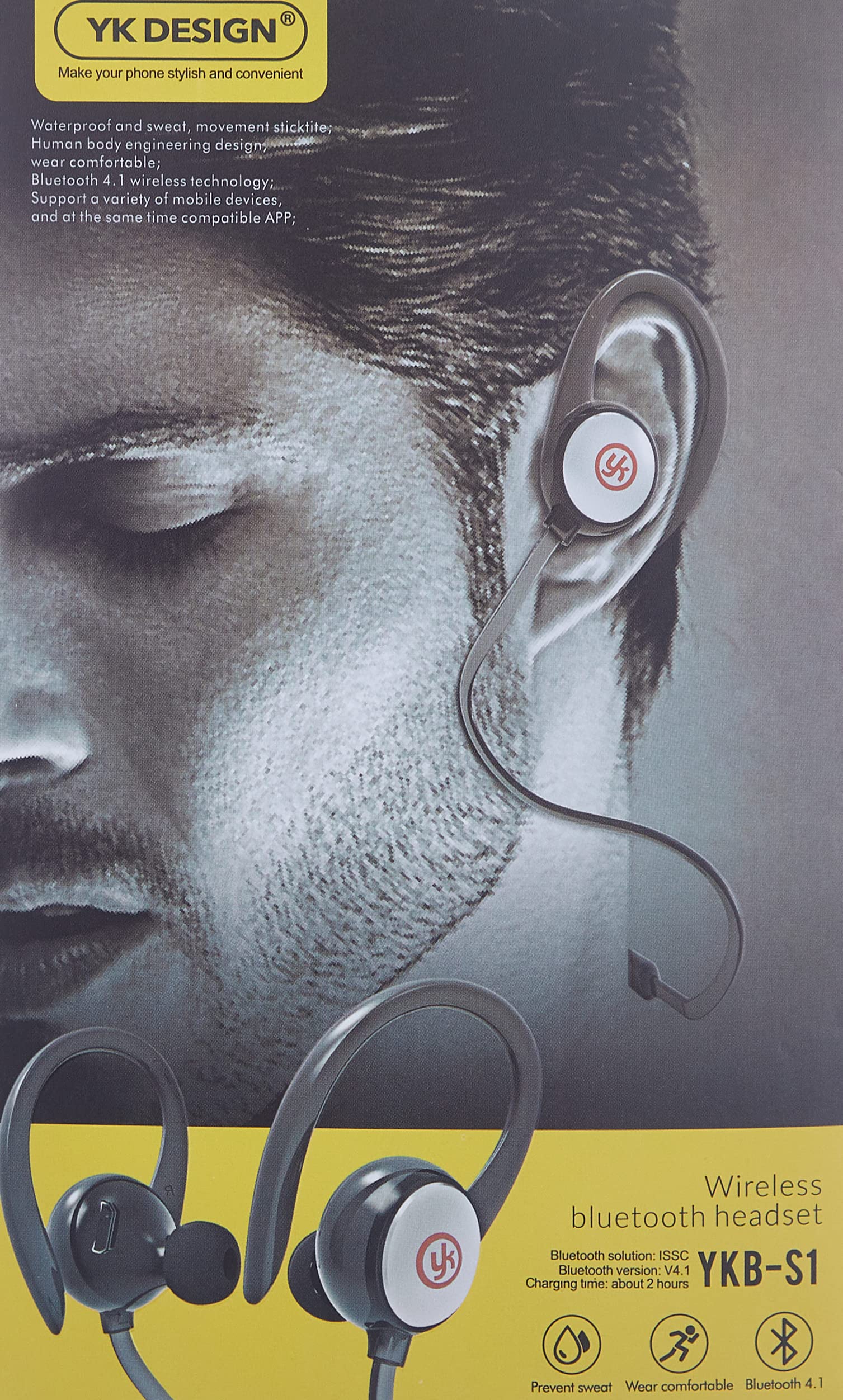 YK Design YKB-S1 Wireless Headset – Waterproof & Sweat-Resistant