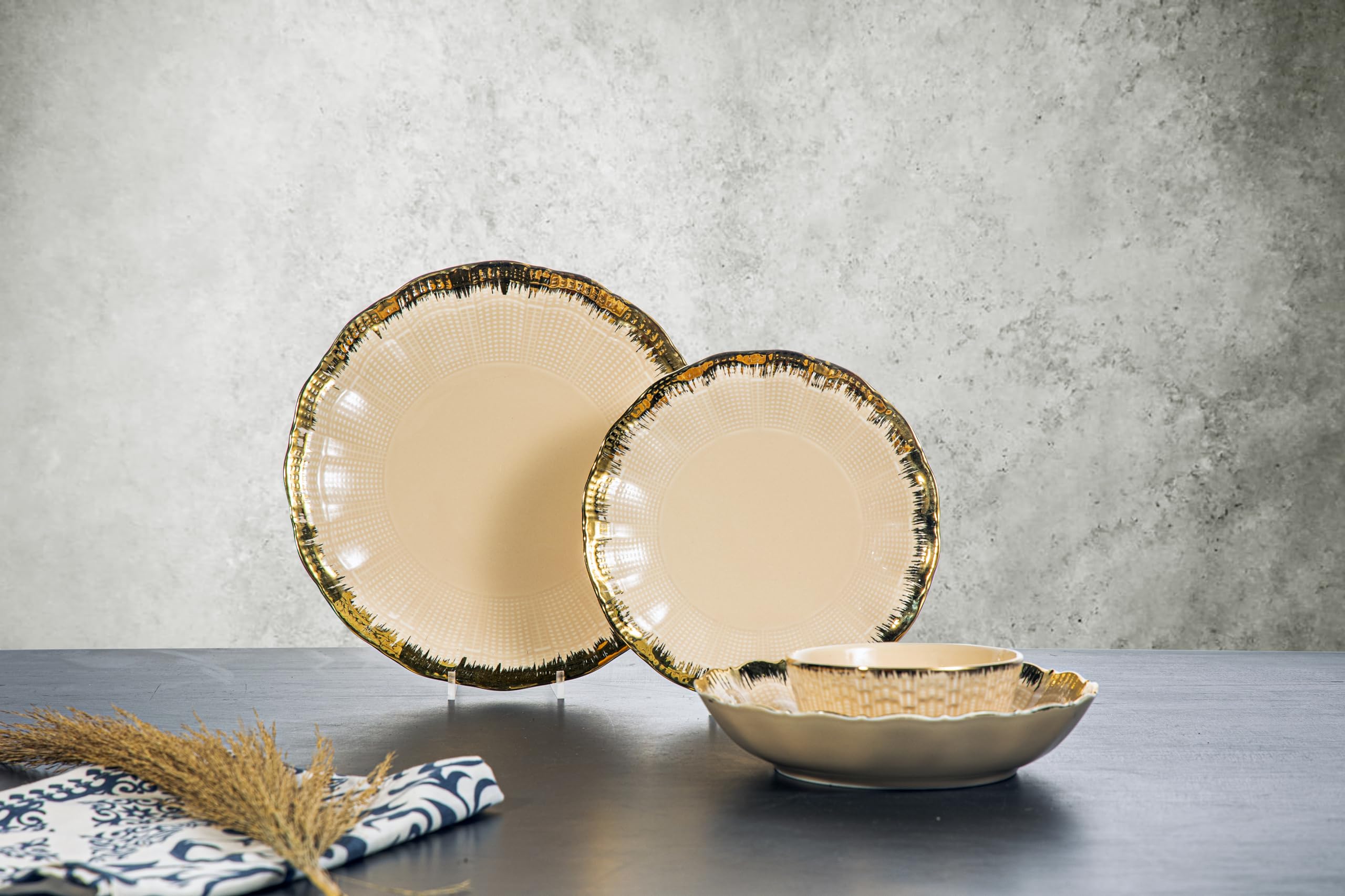 Lotus 1003574 Demla Handmade Porcelain Dinner Set 24-Pieces