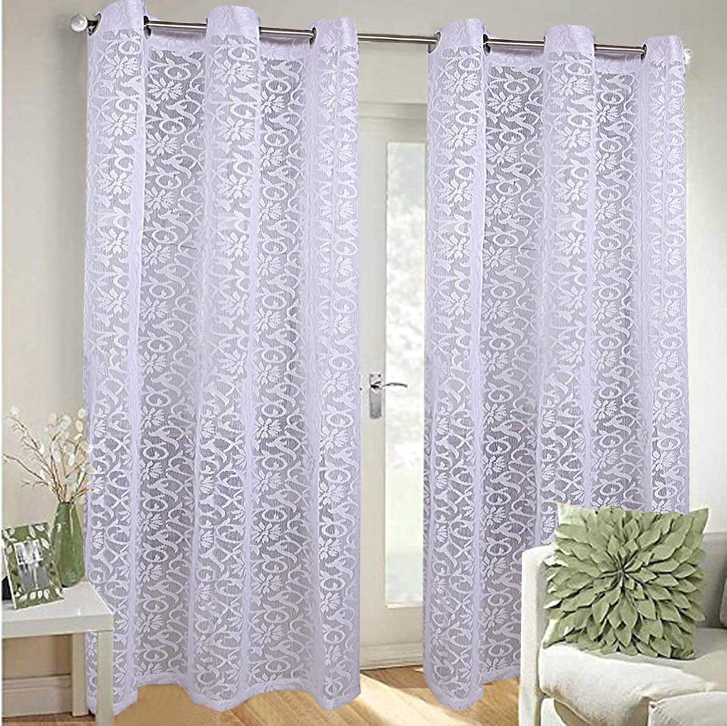Kuber Industries Cotton 2 Pieces 7 Feet Eyelet Door Curtain
