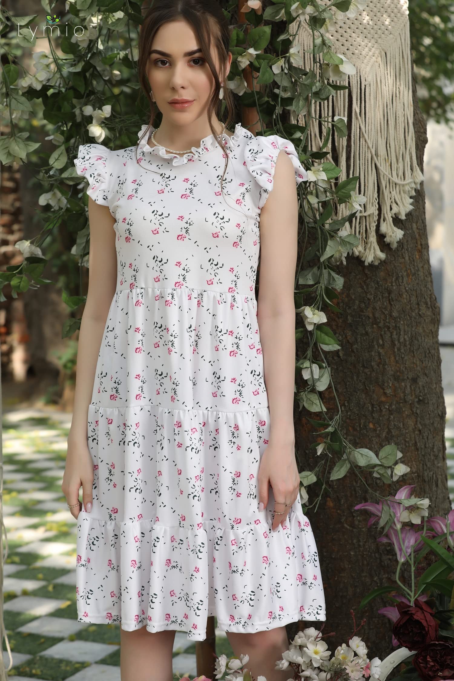 Lymio Floral Print Ruffle Hem Dress – Feminine & Stylish – Safqqa Egypt