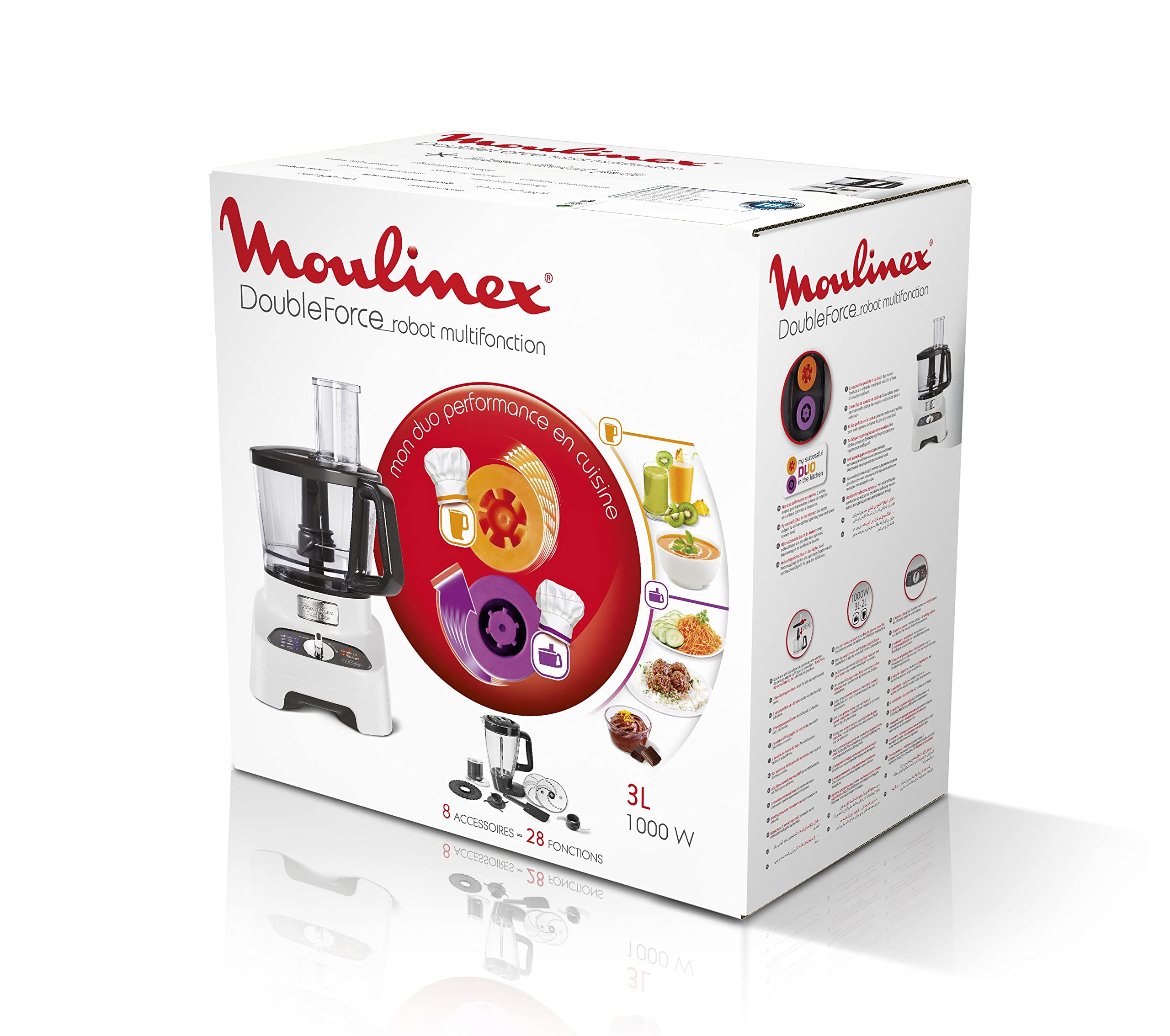 Moulinex FP823125 Double Force Food Processor – 1000W Manual Control Panel Safety System (Minor Scratches)