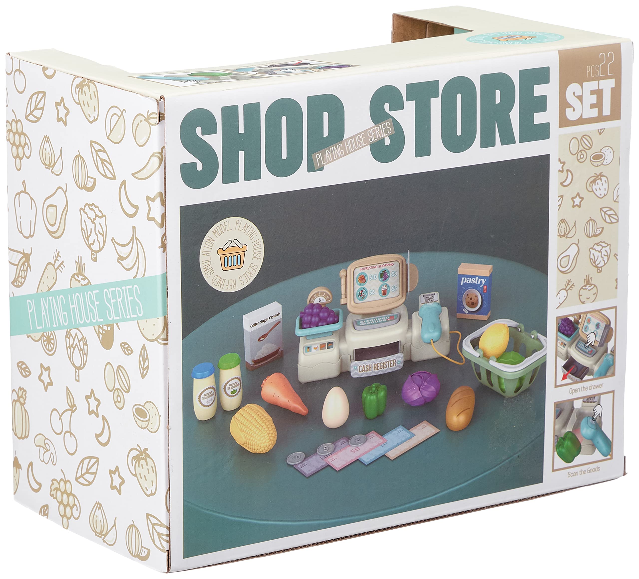 لعبة سوبر ماركت تعليمية للأطفال مع كاشير وملحقات ممتعة