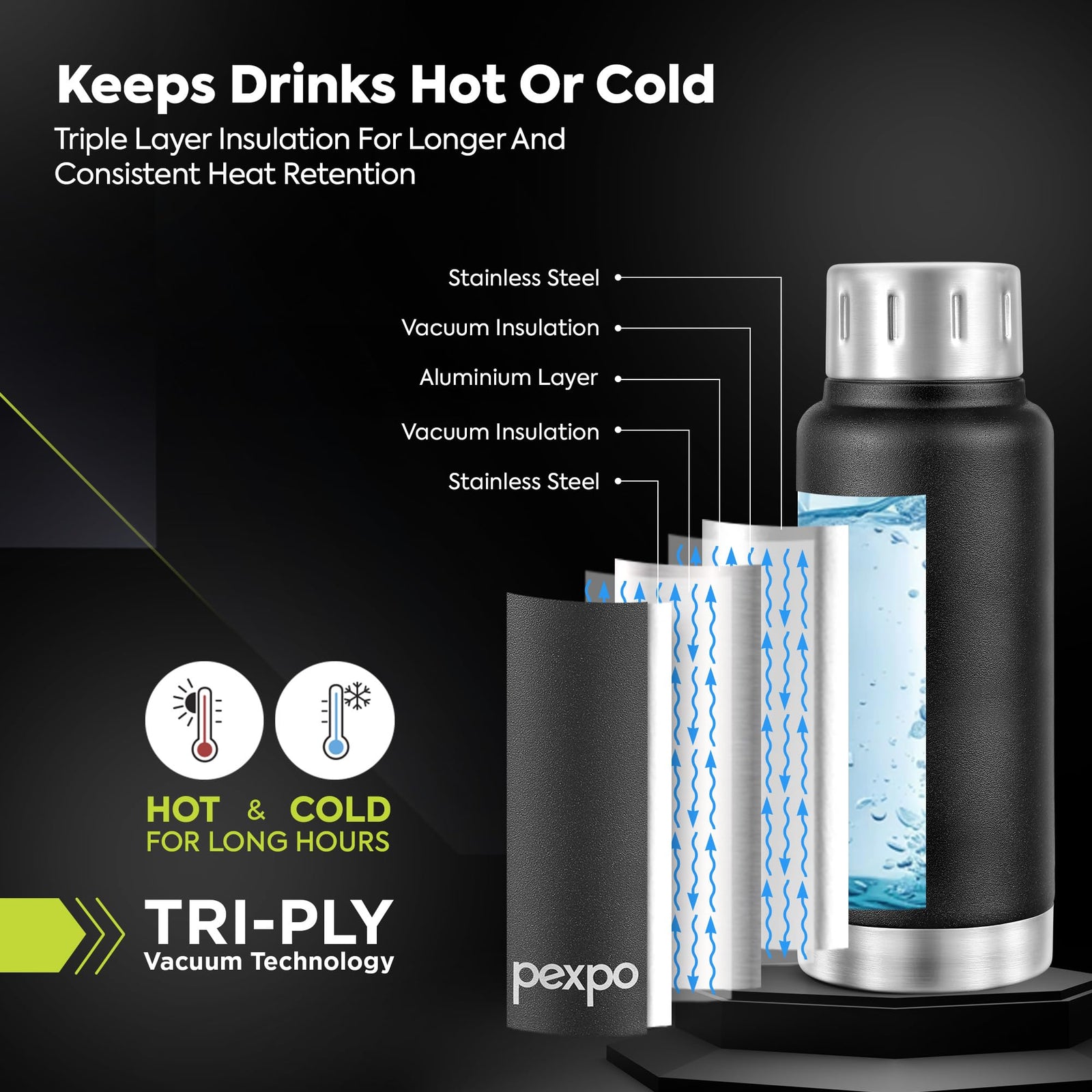 ترمس بيكسبو كاميو برو المصنوع من الستانلس ستيل والمعتمد من ISI بسعة 160 مل الخيار المثالي للحفاظ على مشروباتك بدرجة الحرارة المناسبة في أي مكان