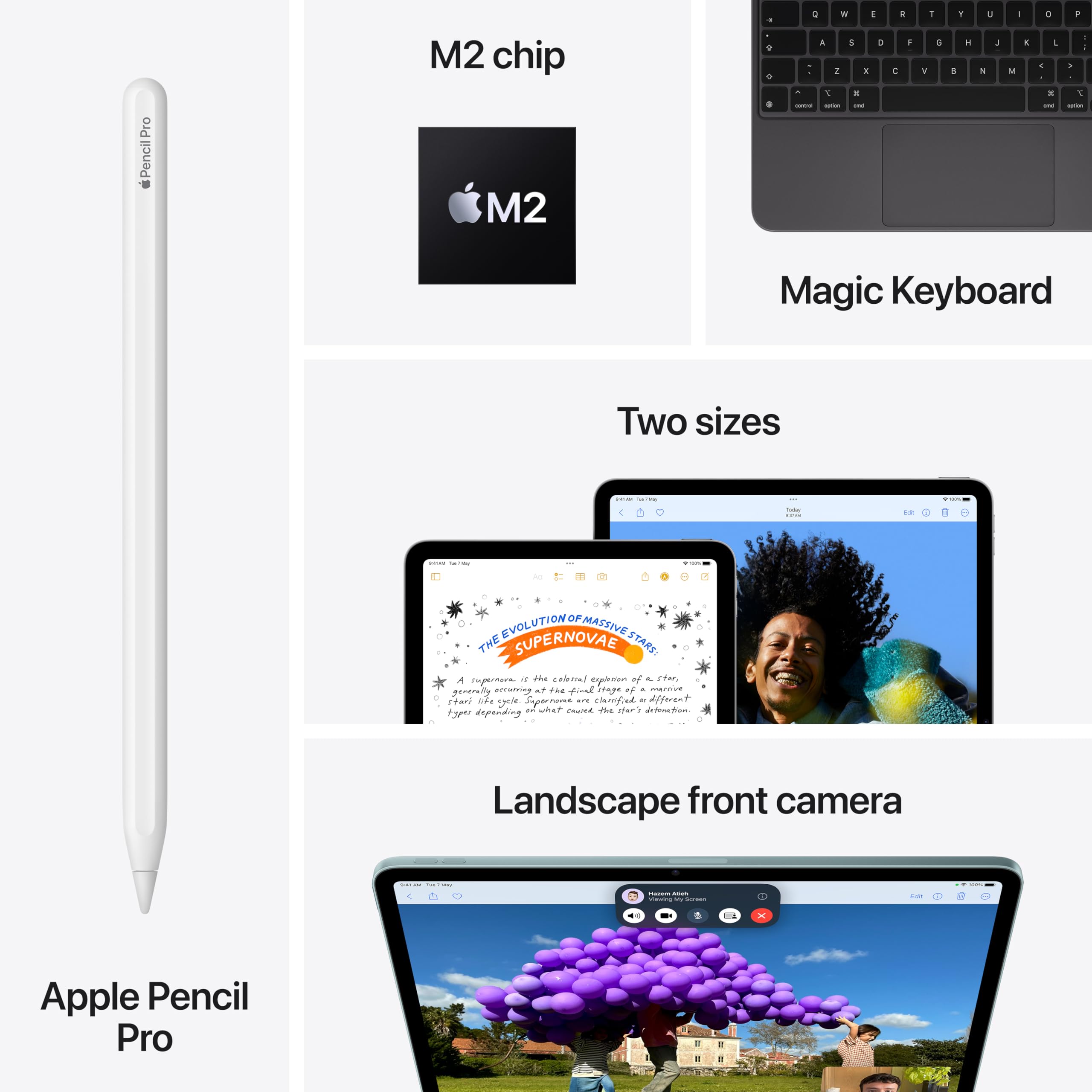  آبل آيباد إير 11 بوصة (رقاقة M2) أداءً مذهلًا في تصميم أنيق وخفيف للغاية. يتميز بمعالج Apple M2 القوي الذي يوفّر سرعة وكفاءة استثنائية في المهام المتعددة، والإبداع، والترفيه. تأتي الشاشة Liquid Retina بدقة عالية وألوان زاهية تمنحك تجربة مشاهدة مذهلة
