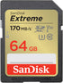 SanDisk Extreme SD UHS I 64GB Card for 4K Video for DSLR and Mirrorless Cameras 170MB/s Read & 80MB/s Write,