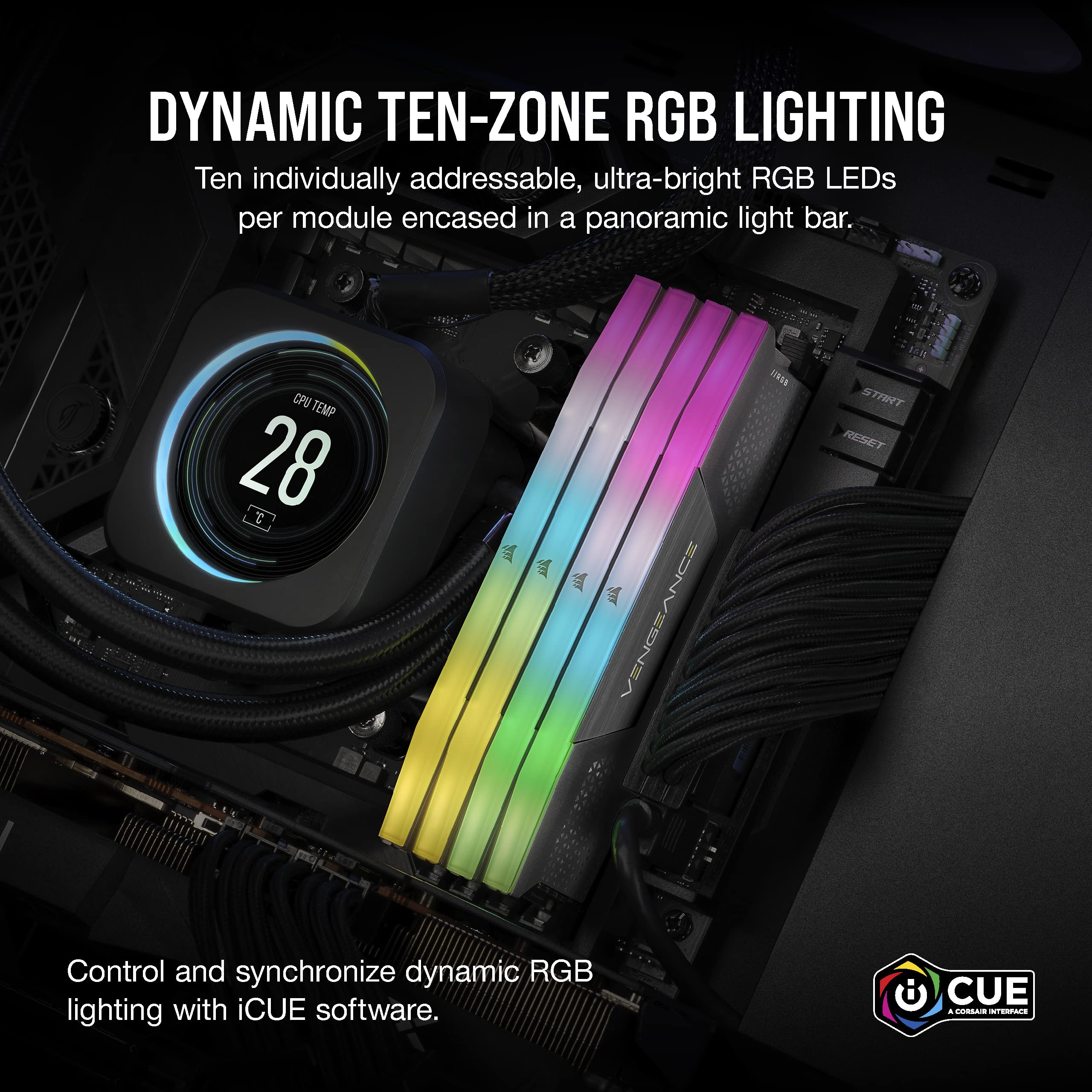 Corsair VENGEANCE RGB DDR5 64GB (2x32GB) 6000MHz C40 AMD Optimized Desktop Memory Kit