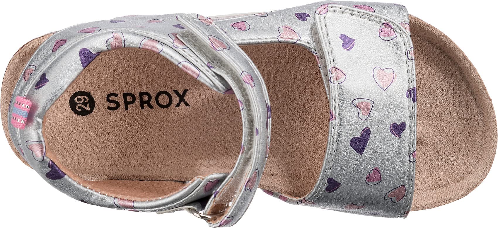 Sprox Polyurethane Velcro Strap Open Toe Sandal printed Hearts for