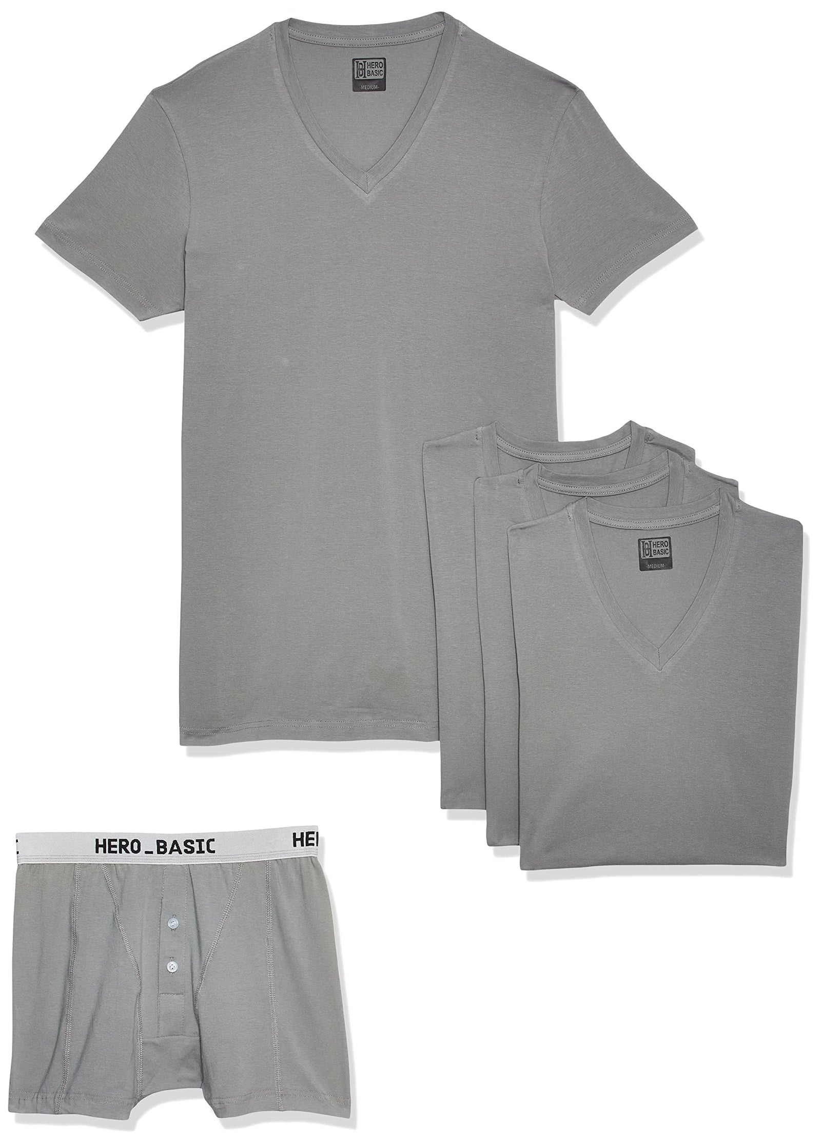 Hero Basic Men’s V-Neck T-Shirt Set – Comfortable Everyday Wear - Safqqa