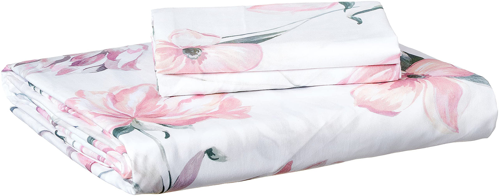 nit Flower Printed PillowCase Set White-Fuchsia 2 PC Pillow Case Set Printed Cotton 100% Egyptian Cotton