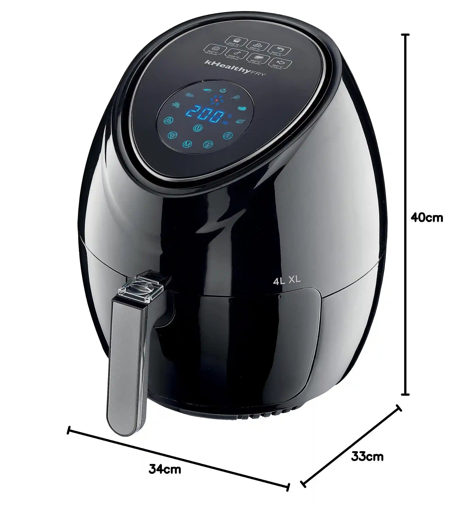 Kenwood digital air fryer xl 4.0l 1.8kg 1500w with rapid hot air circulation for frying, grilling, broiling, roasting, baking and toasting hfp31.000bk black (international warranty) - Safqqa Egypt
