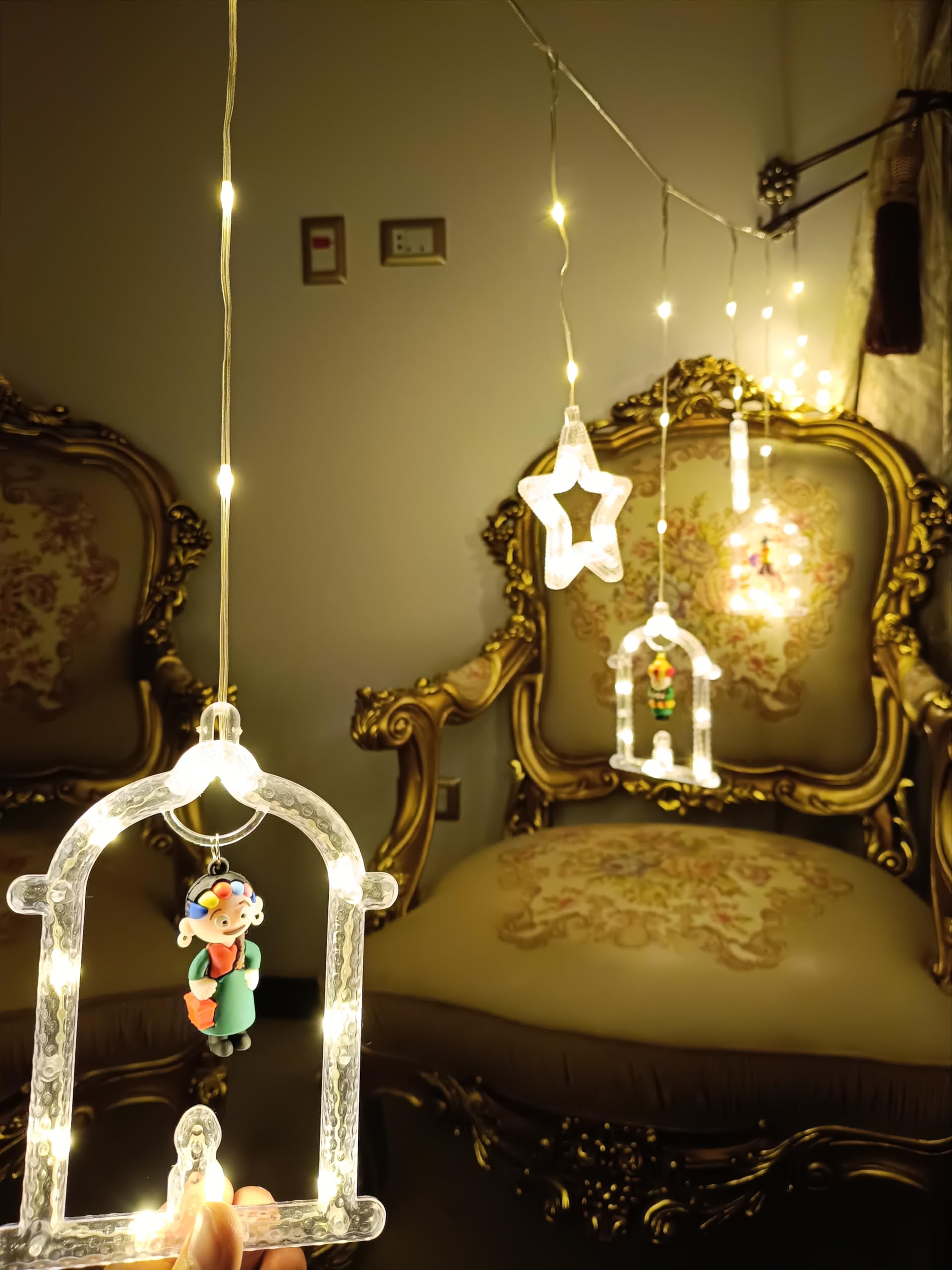 Star & Lantern LED String Lights – Remote-Controlled Warm White Fairy Lights for Ramadan, Eid, Parties & Home Decor