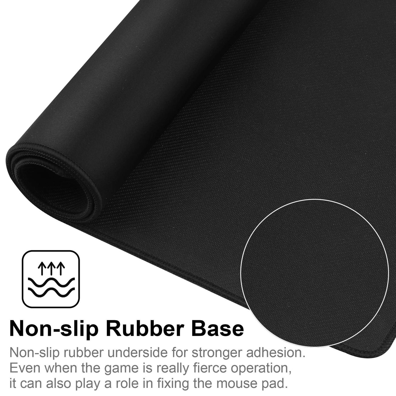 Jahosin Large Gaming Mouse Pad with Stitched Edges,[27.5x11.8In]Extended Mouse Pad with Non-Slip Natural Rubber Base for Gamer/Desktop/Office/Home (70x30 Blackus)