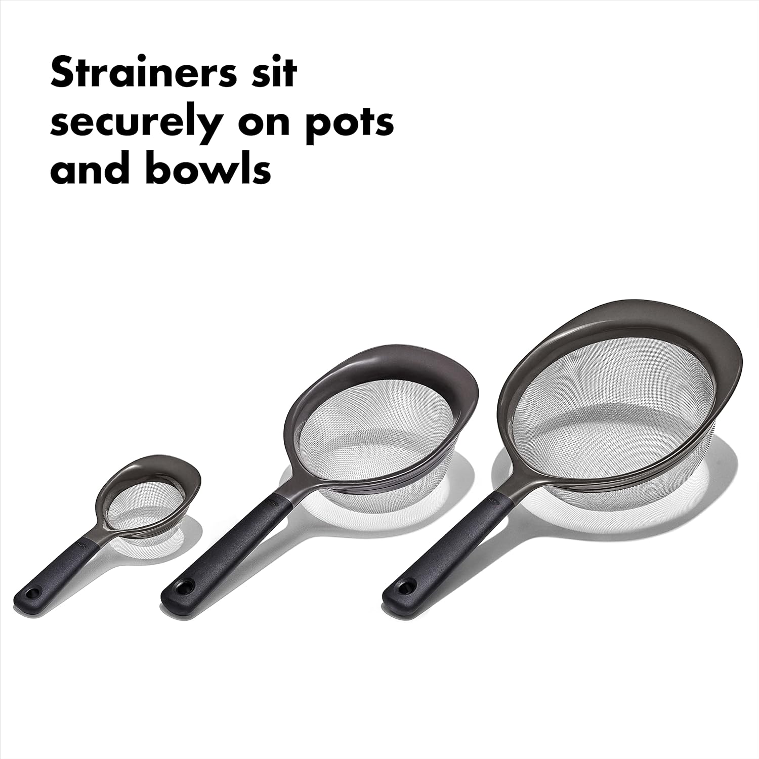 OXO 3-Piece Strainer Set Black Kitchen Colander Set – Safqqa Egypt