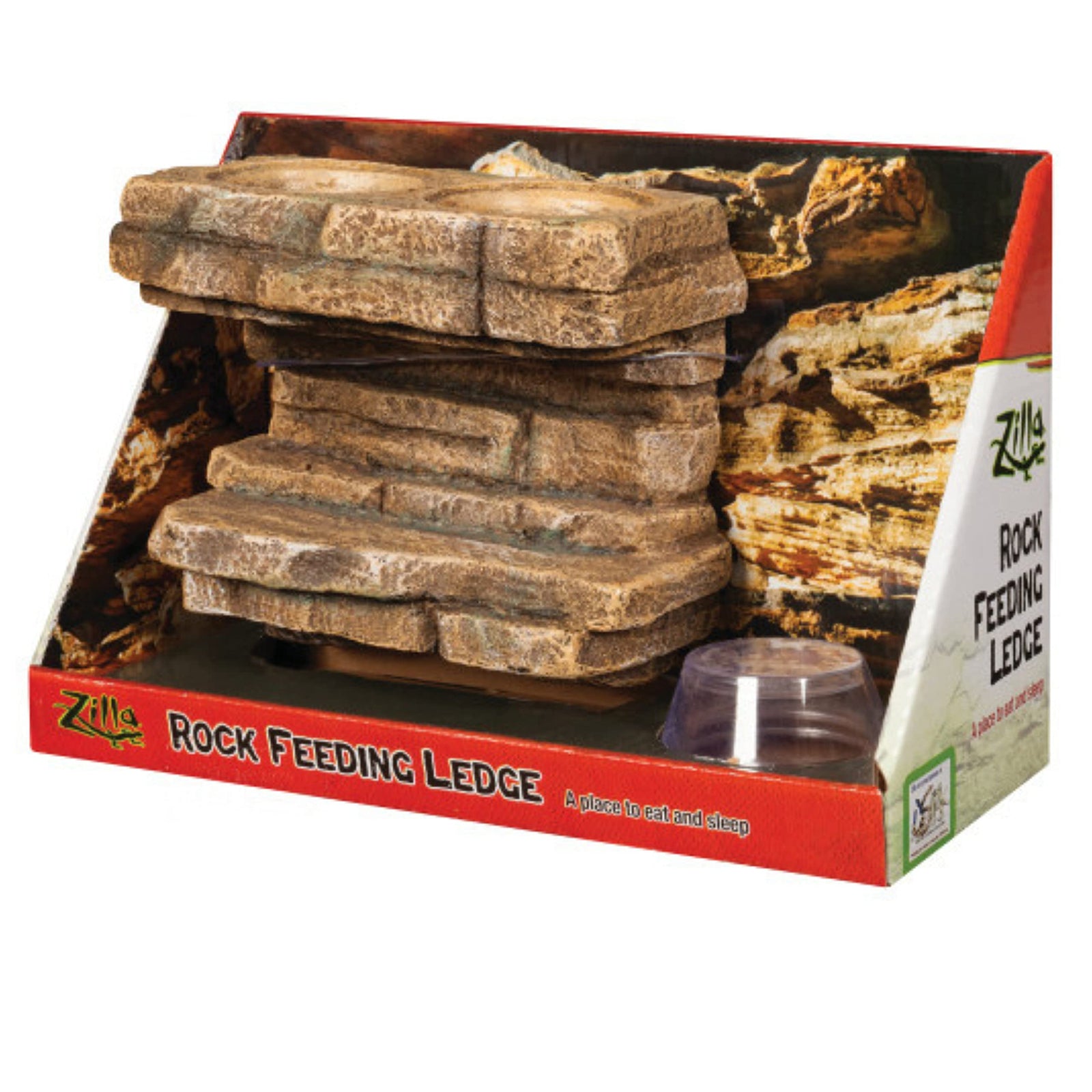 Zilla Vertical Décor Rock Feeding Ledge, Brown, 10.5 Inches, For Dogs and Cat