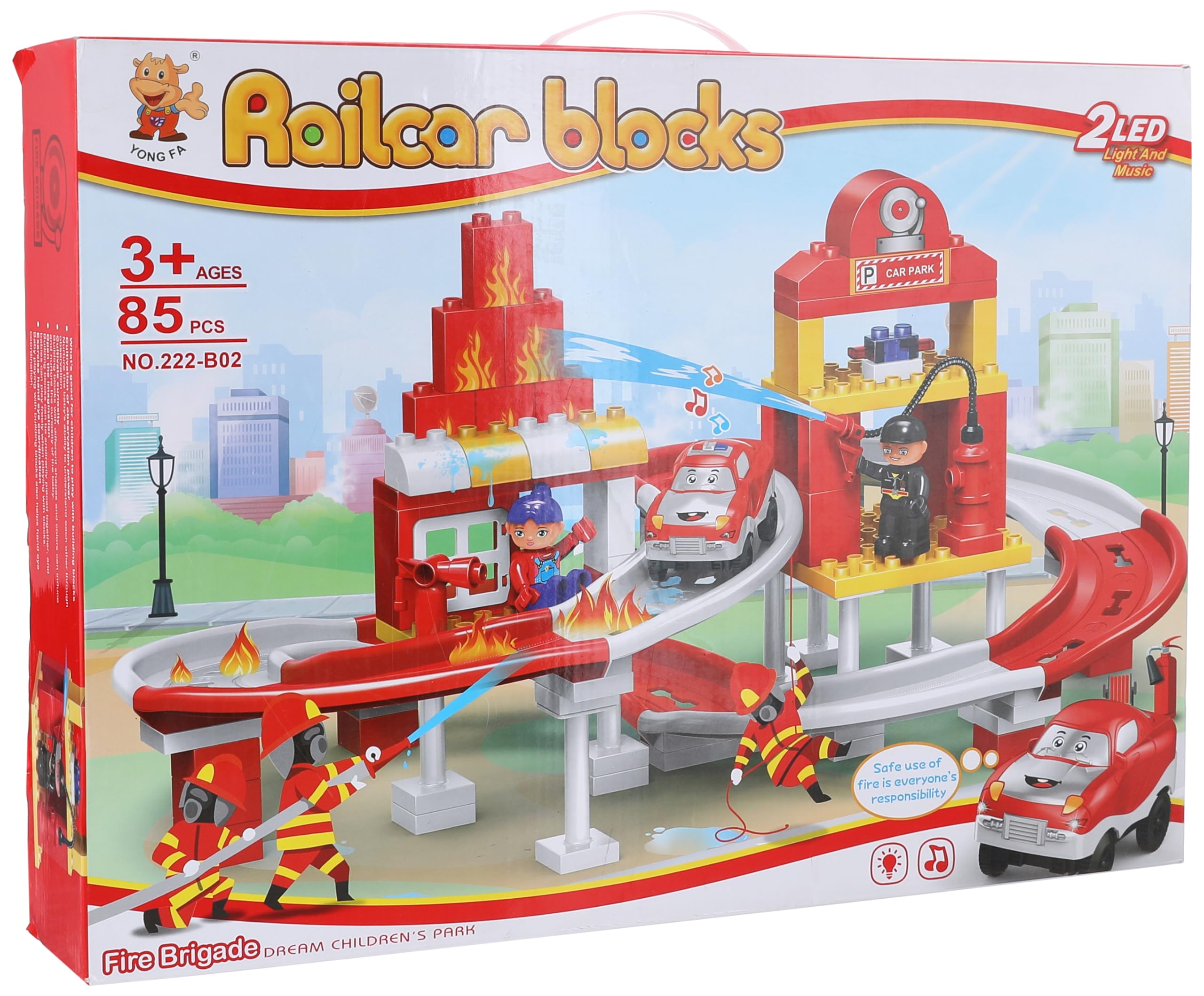 Generic Railcar Fire Brigade Building Blocks With Sound And Light - Safqqa