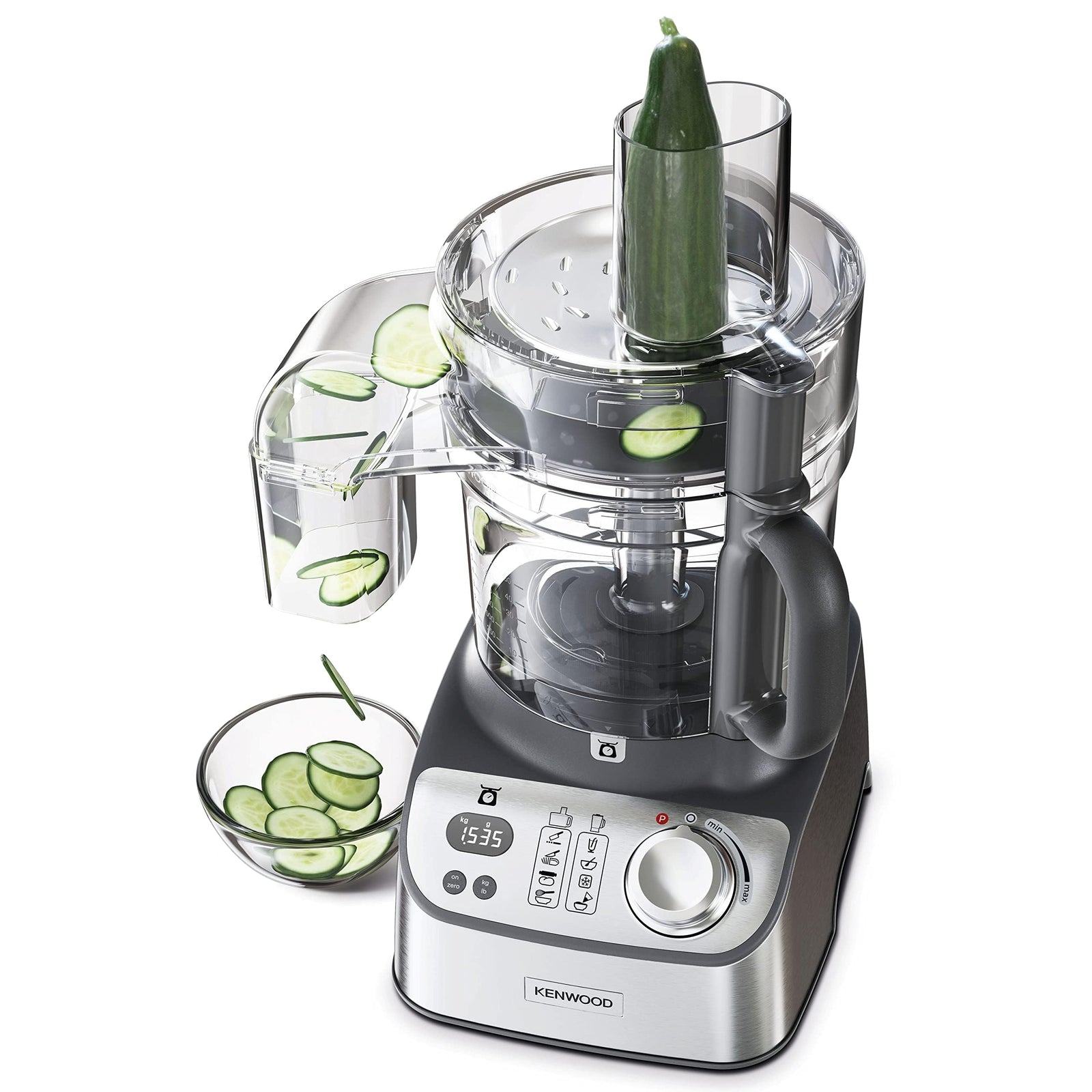 Kenwood Food Processor 1000W With Glass Blender, Glass Mill, Juicer Extractror, Dual Metal Whisk, Dough Maker, Citrus Juicer, Express Serve/Salad Maker, Kitchen Scale/Weighing Tray Fdm71.980Ss Silver