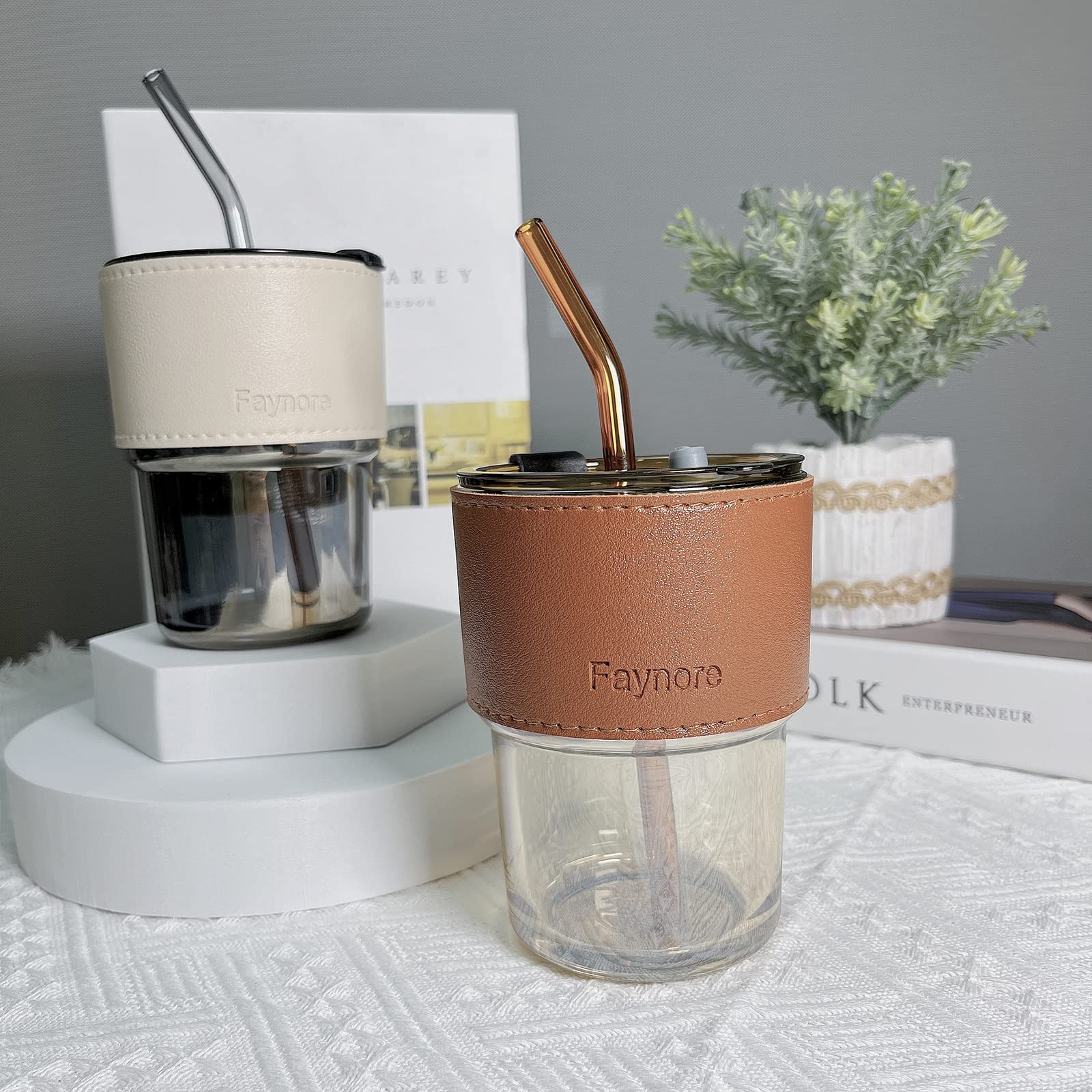 Generic Glass Cup With Straw And lid Made from high-quality, durable glass – Safqqa Egypt