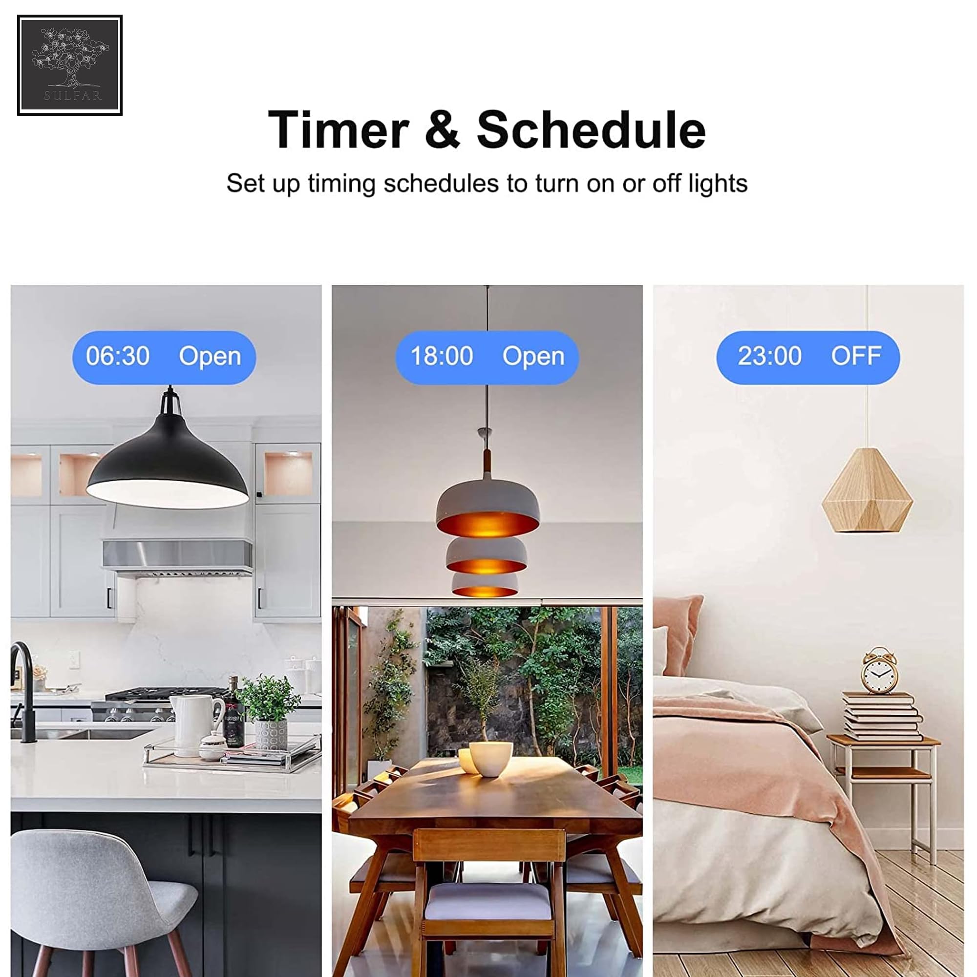 Sulfar WiFi Smart Wall Light Switch – Touch Control, No Neutral Wire, Works with Alexa & Google Home, White (1 pc)