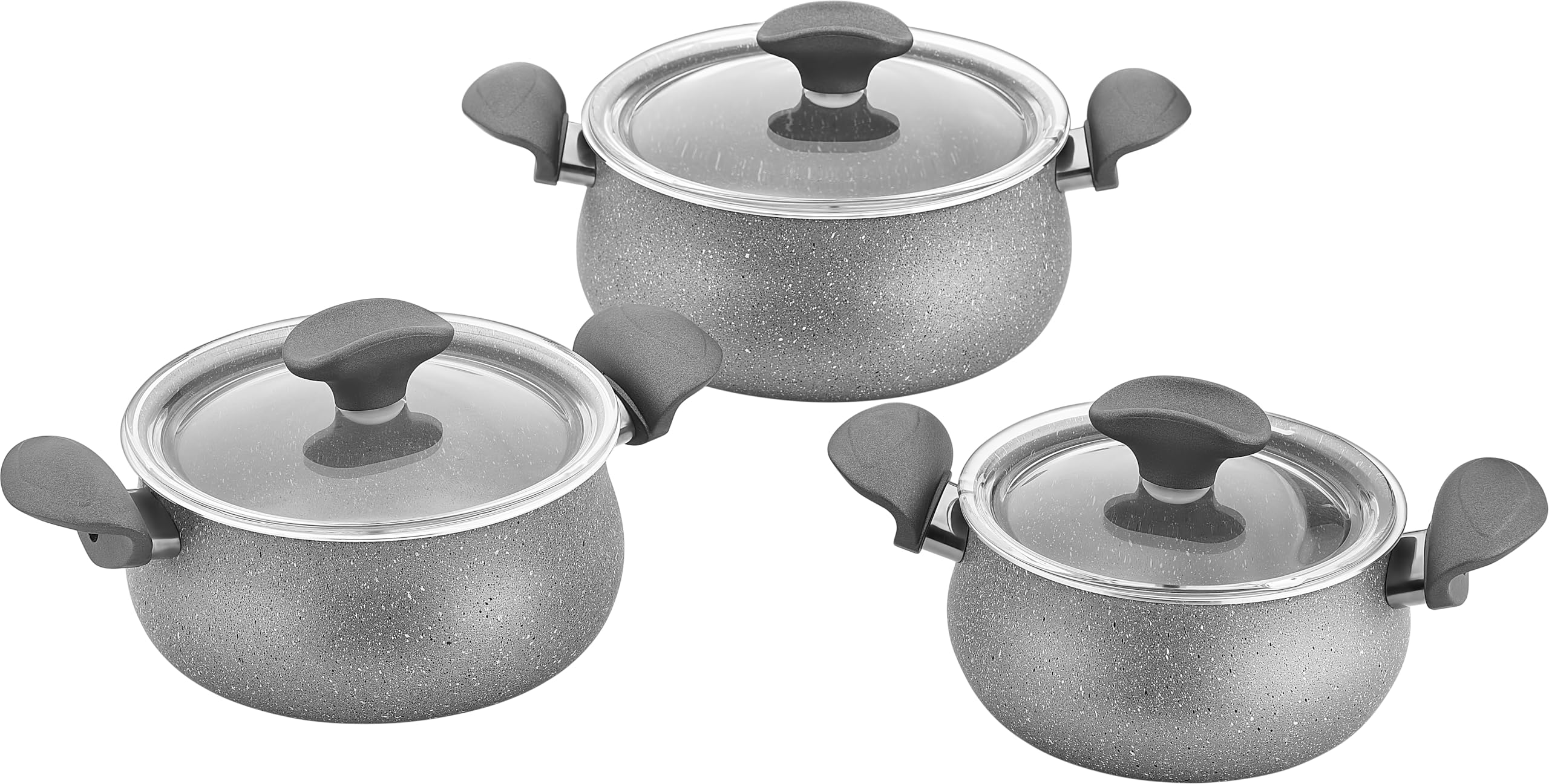 Papilla – FRED Belly Shape Cookware Set 14/16/18CM – Grey – Gas Stove – Made in Turkey