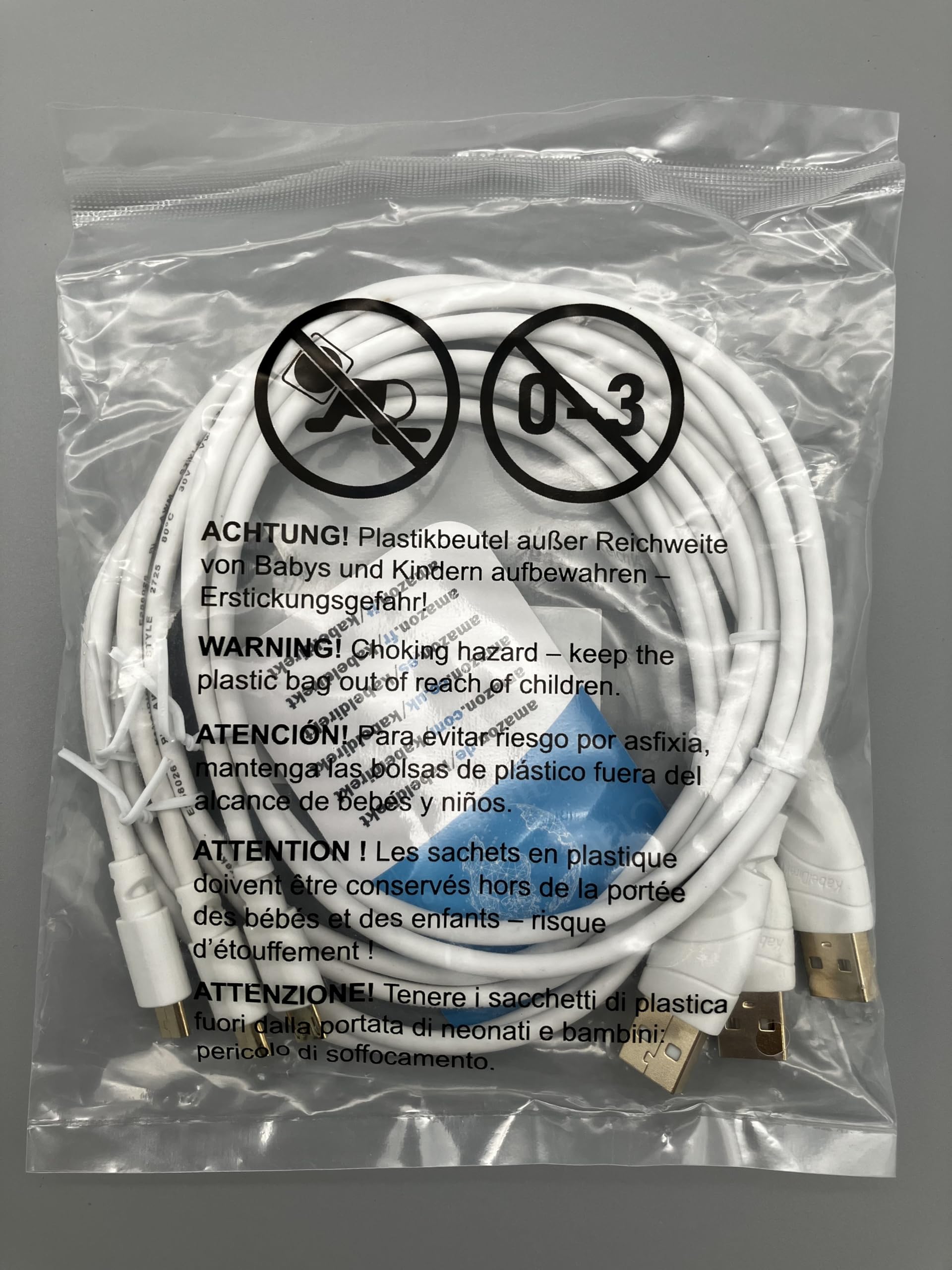 KabelDirekt 852 1.5m 5 x Micro USB Cable (USB 2.0, Synch & Charge Cable) TOP Series white