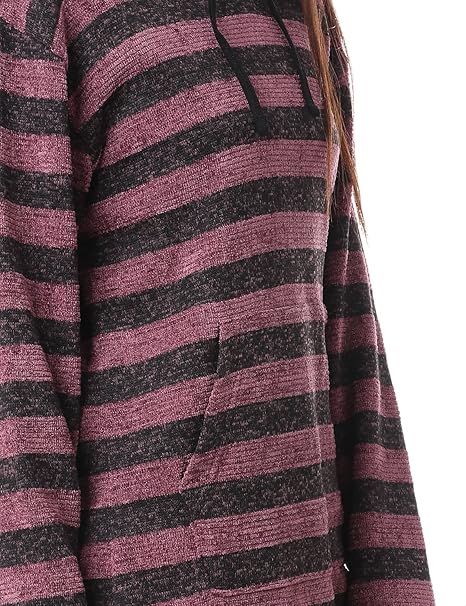 Jamila Women’s Striped Drawstring Hoodie with Kangaroo Pockets