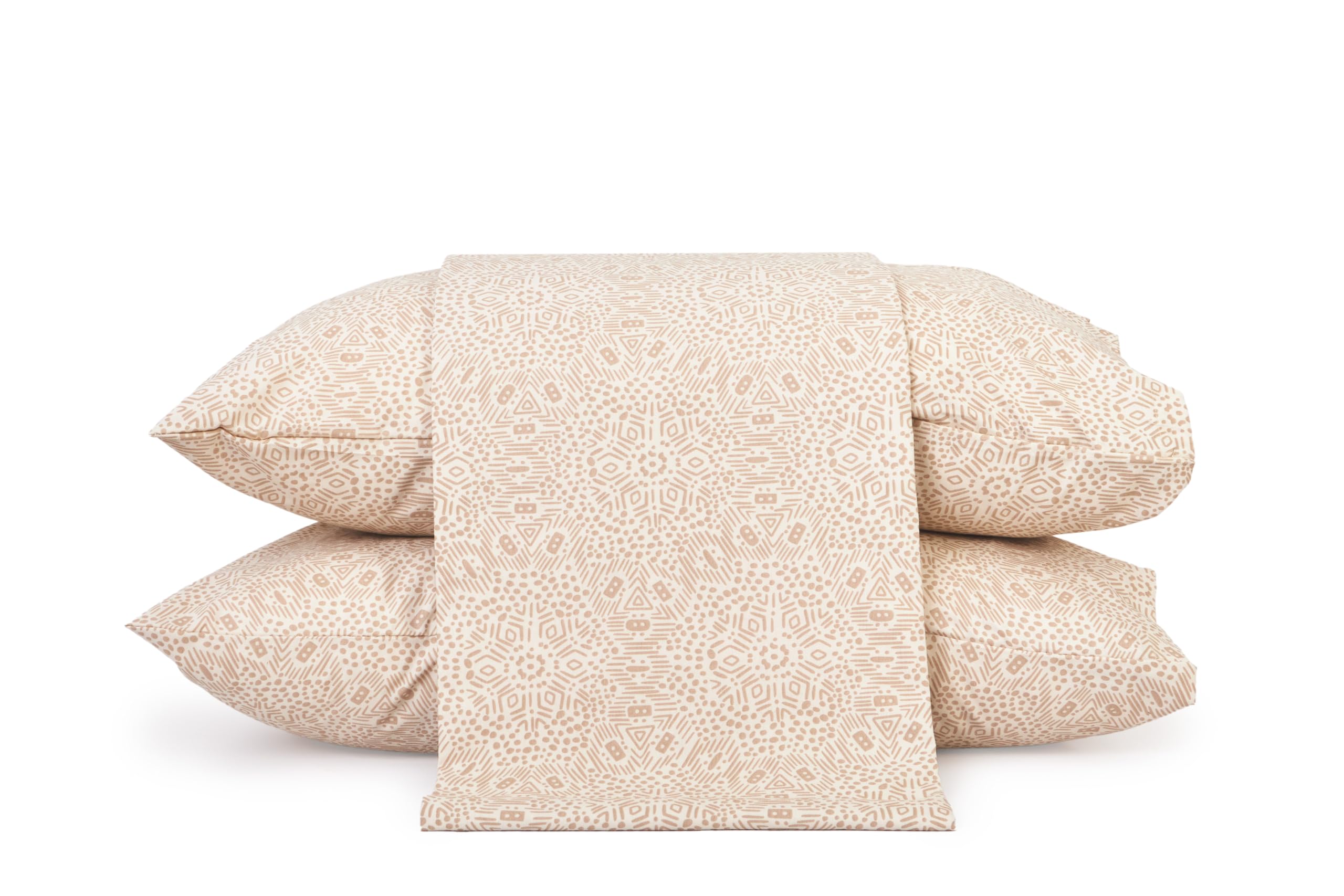  طقم سرير من  Home Of Linen مطبوع 3 قطع لسرير مفرد - ملاءة مسطحة واحدة+ 2 غطاء وسادة - قطن – Safqqa Egypt
