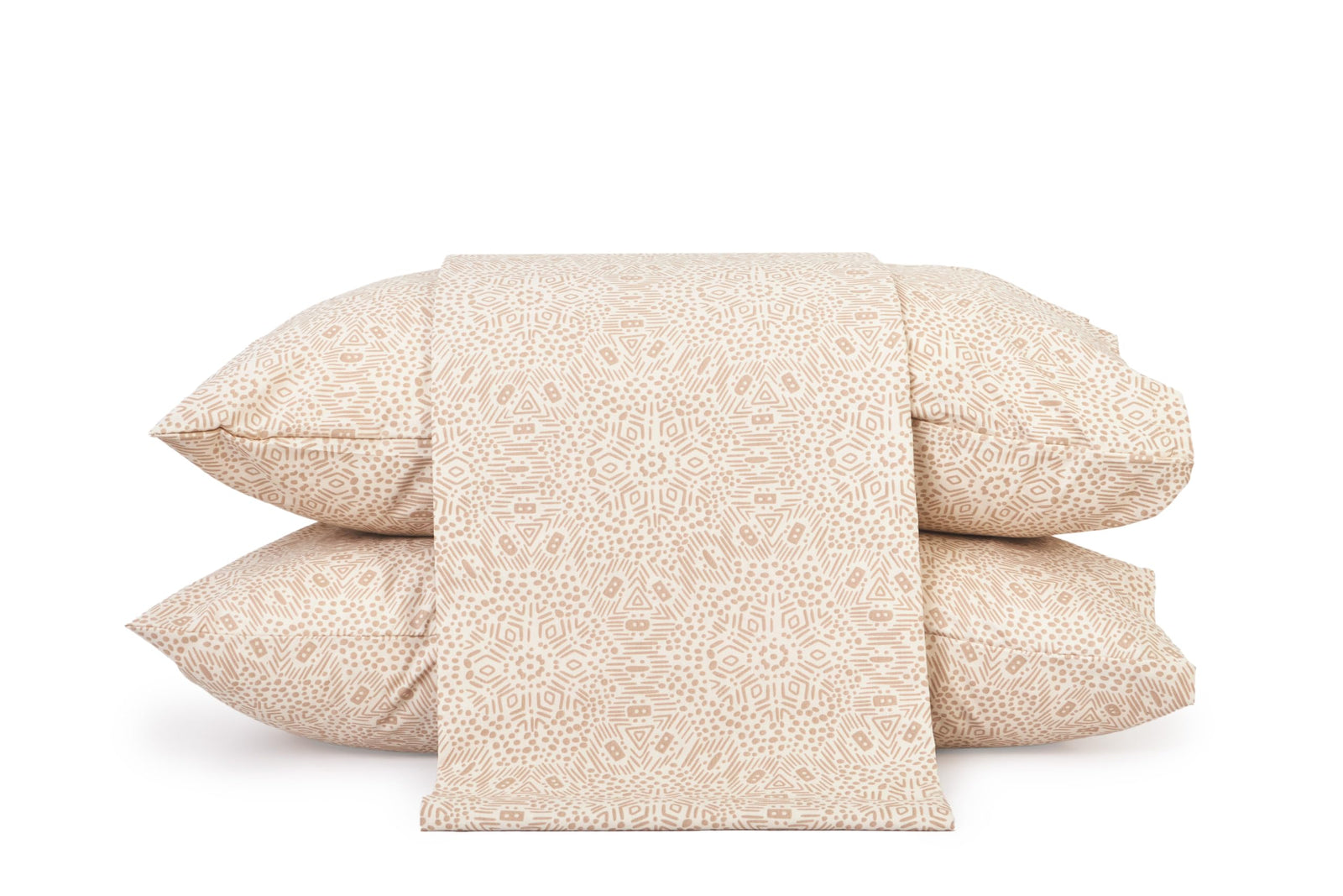  طقم سرير من  Home Of Linen مطبوع 3 قطع لسرير مفرد - ملاءة مسطحة واحدة+ 2 غطاء وسادة - قطن