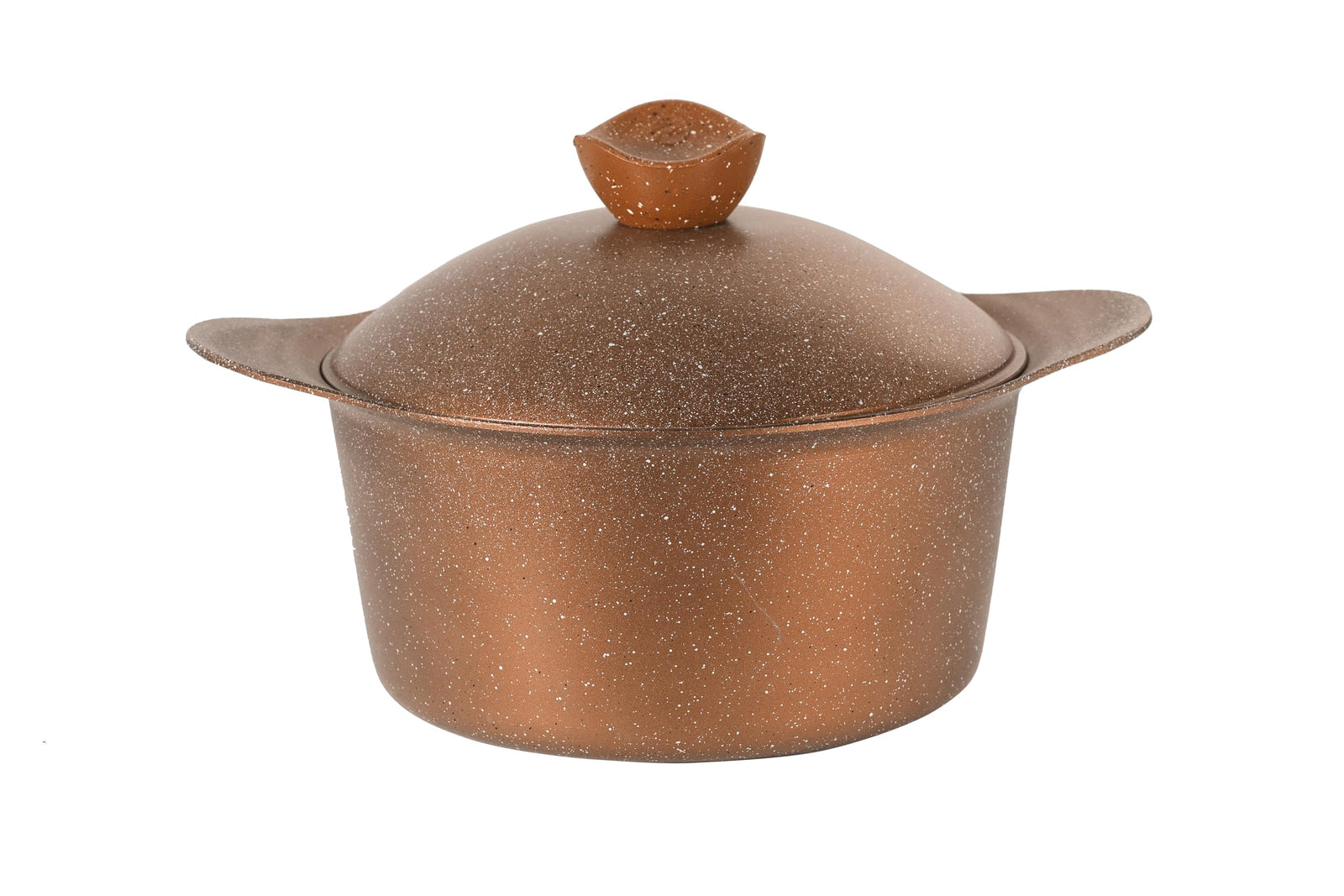 Kitchenia Korean Deep Pot 28 cm Granite Cookware, Non-Stick Deep Cooking Pot, Copper Color-Damage Box