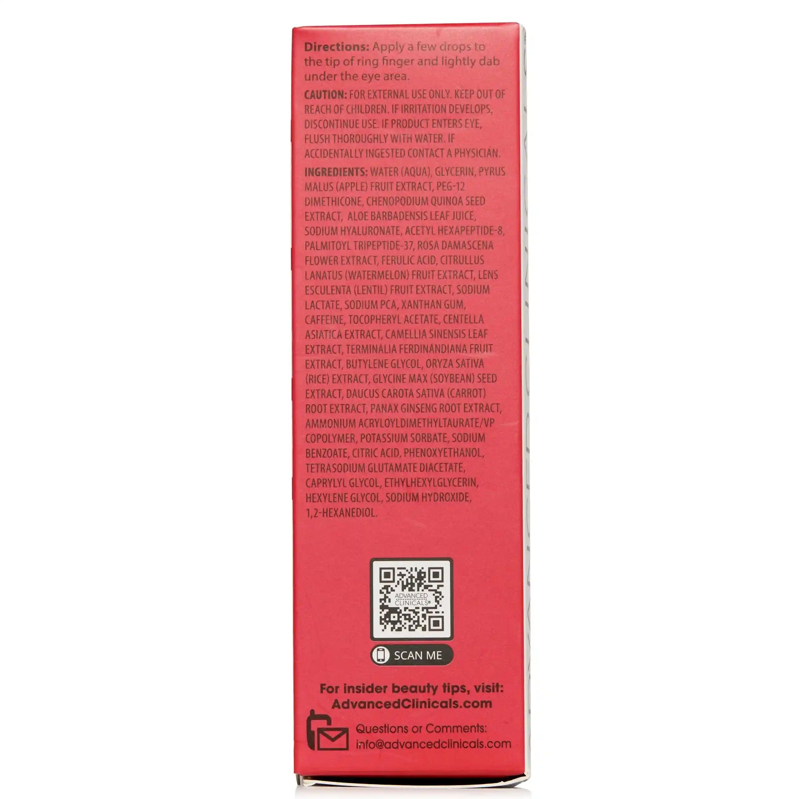 سيروم الكافيين لعلاج الهالات السوداء تحت العين من أدفانسد كلينيكالز، مع مرطب حمض الهيالورونيك والببتيدات | سيروم فيتامين سي المُشرق يُساعد على تحسين مظهر انتفاخ العين والخطوط الدقيقة، 1.75 أونصة سائلة