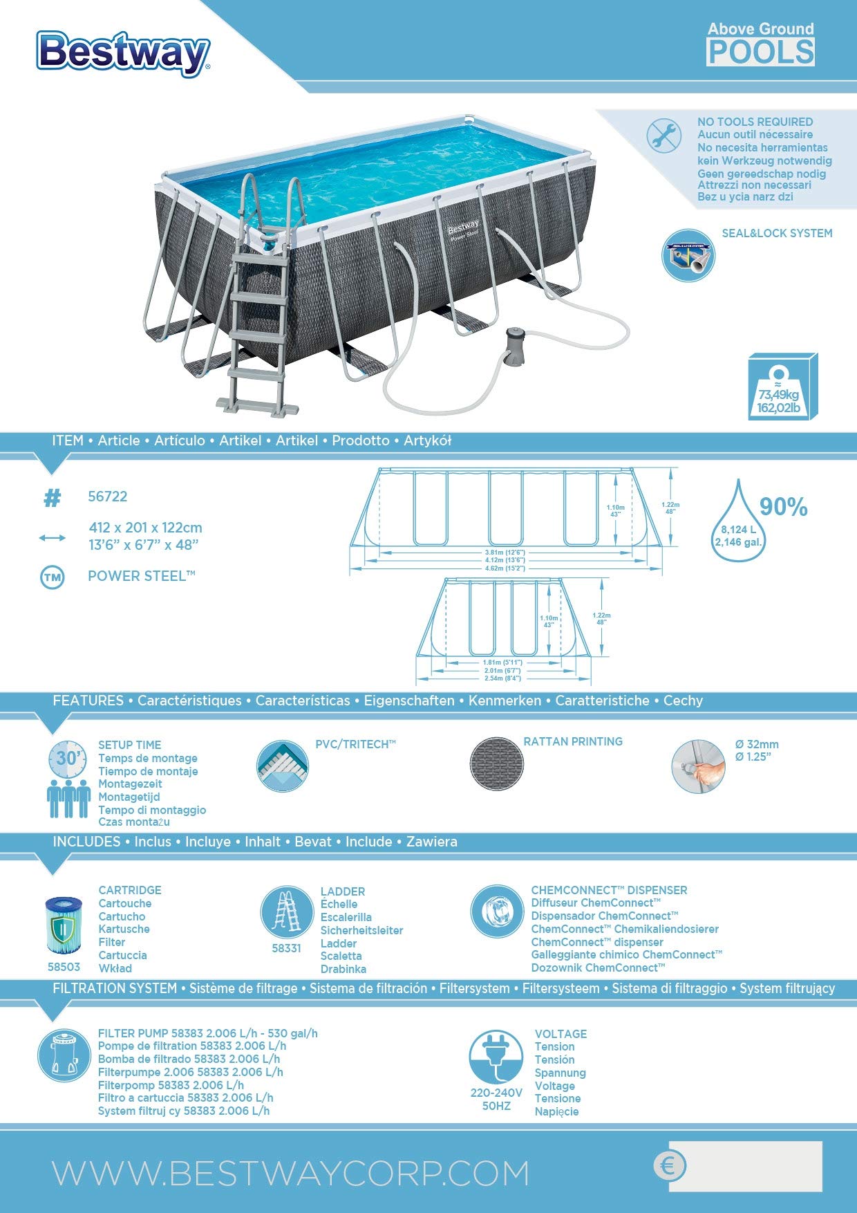 Bestway Power Steel Large Square Swimming Pool – Family Fun & Relaxation – Safqqa Egypt
