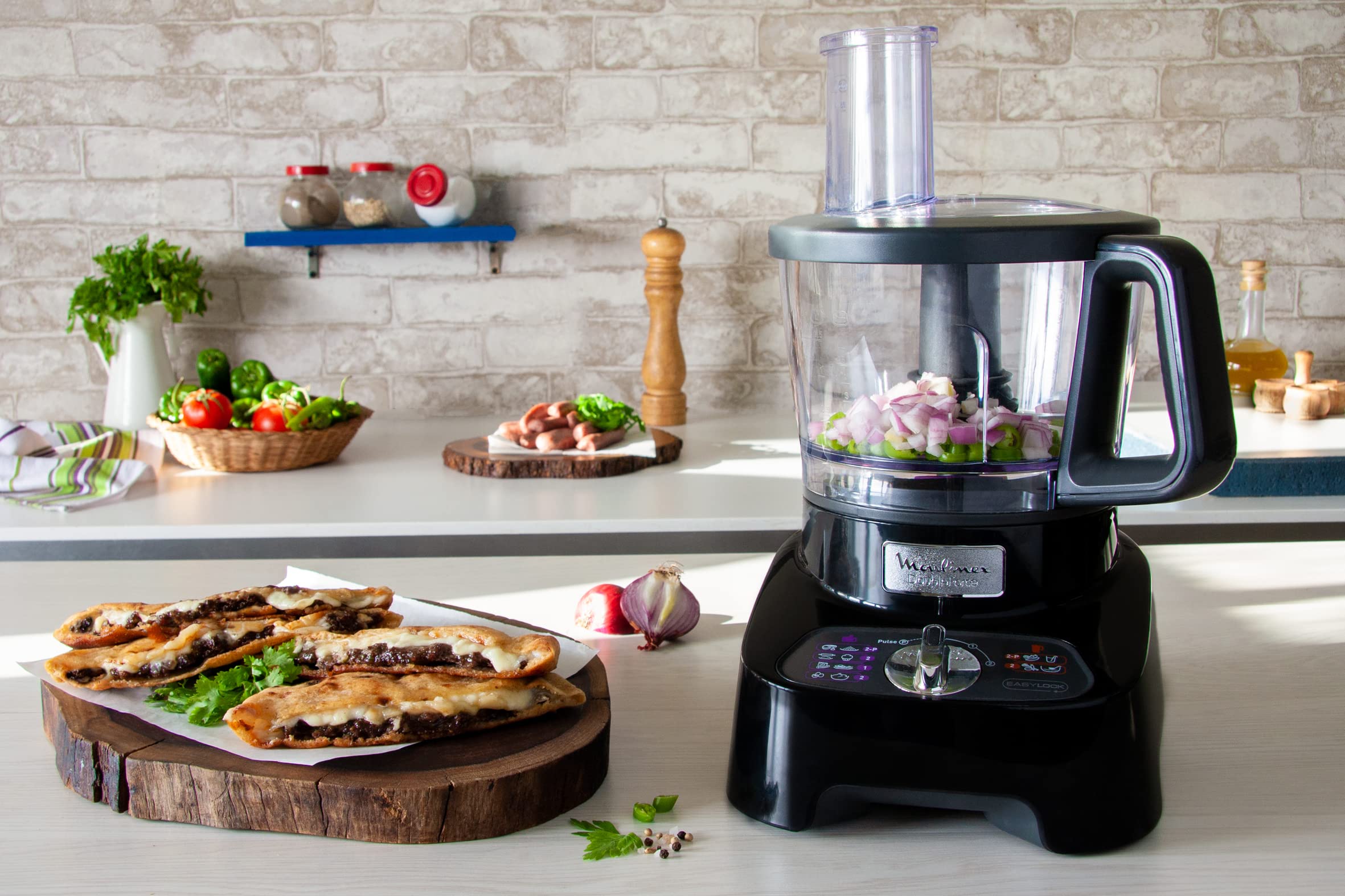 Moulinex FP824825 Double Force, Food Processor, 1000 Watts, 34 Functions, 3L Bowl, 2L Blender, Manual Control Panel, Easylock Safety System,
