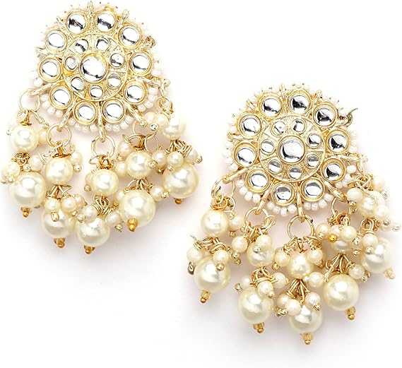 أقراط نسائية من ماركة Shining Diva Fashion موديل 13813ER بتصميم لؤلؤي باللون الأبيض