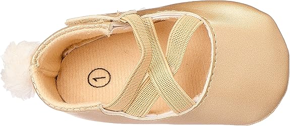 Mix & Max Girls’ Front Criss-Cross Strap Shoes with Pom-Pom Detail