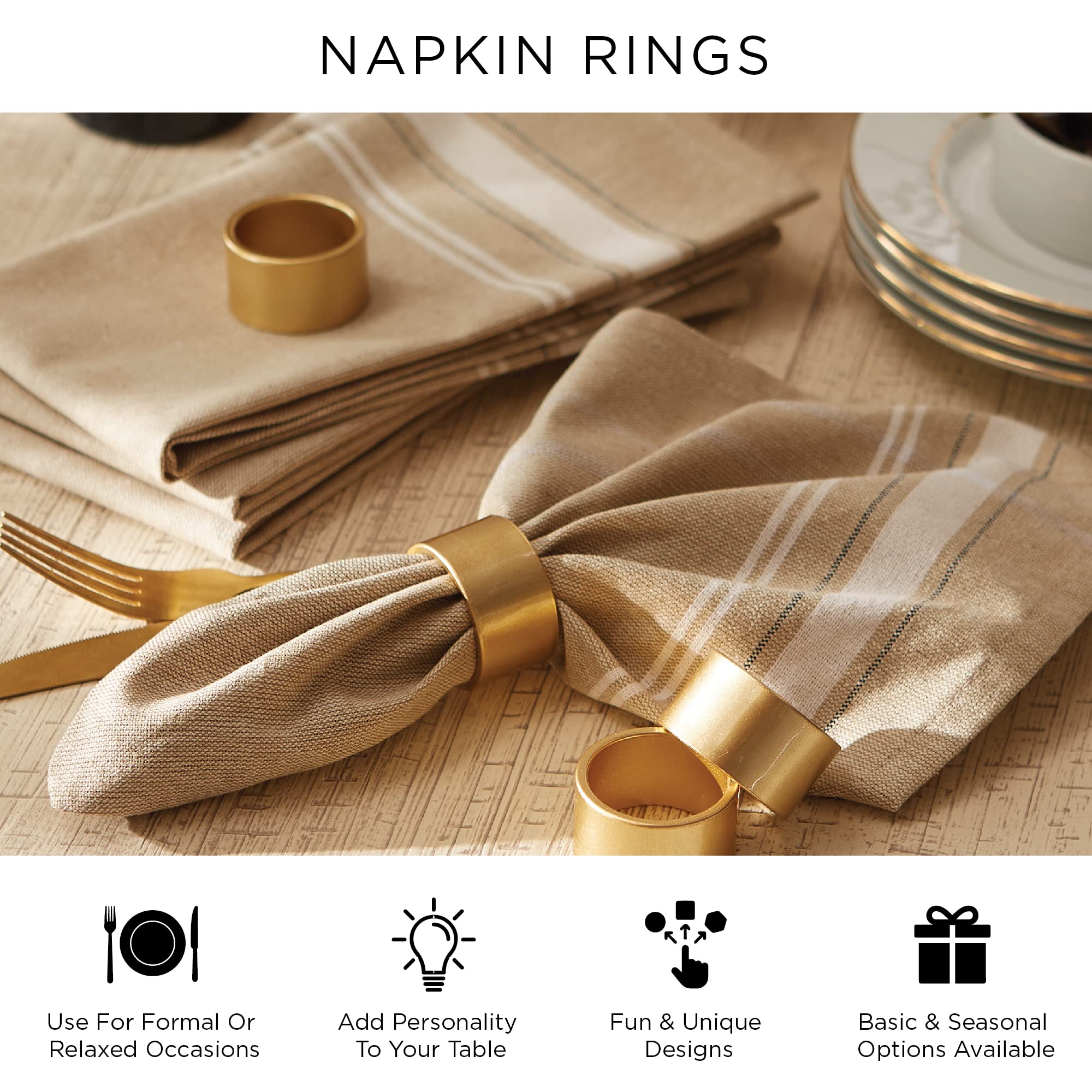 Dii Beautiful Peony Flower Napkin Rings – Deep Red – Set of 4