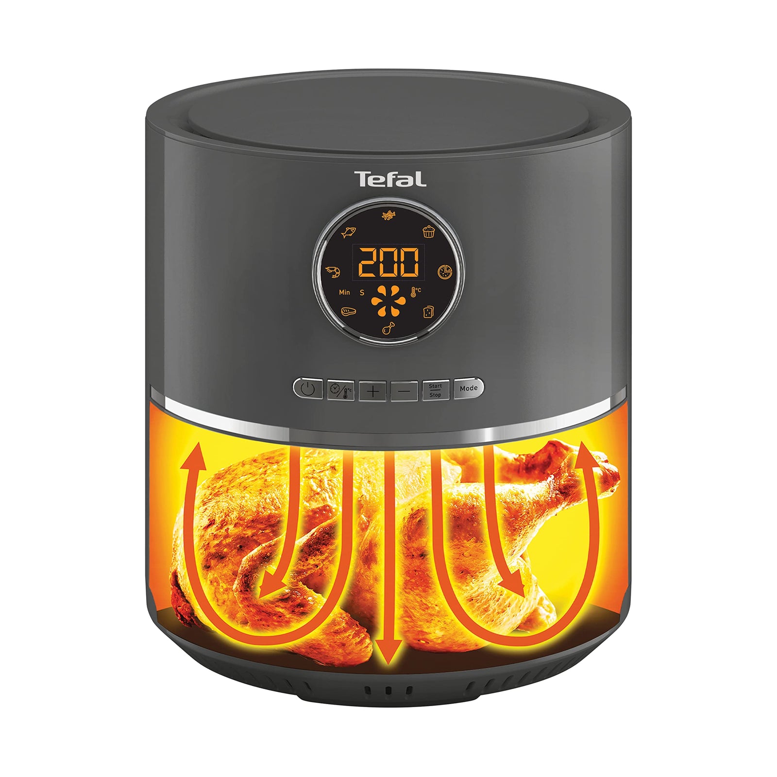 Tefal Ultra Fry Digital Air Fryer, 4.2 Liters, 8 Programs, Charcoal Grey - EY111B15