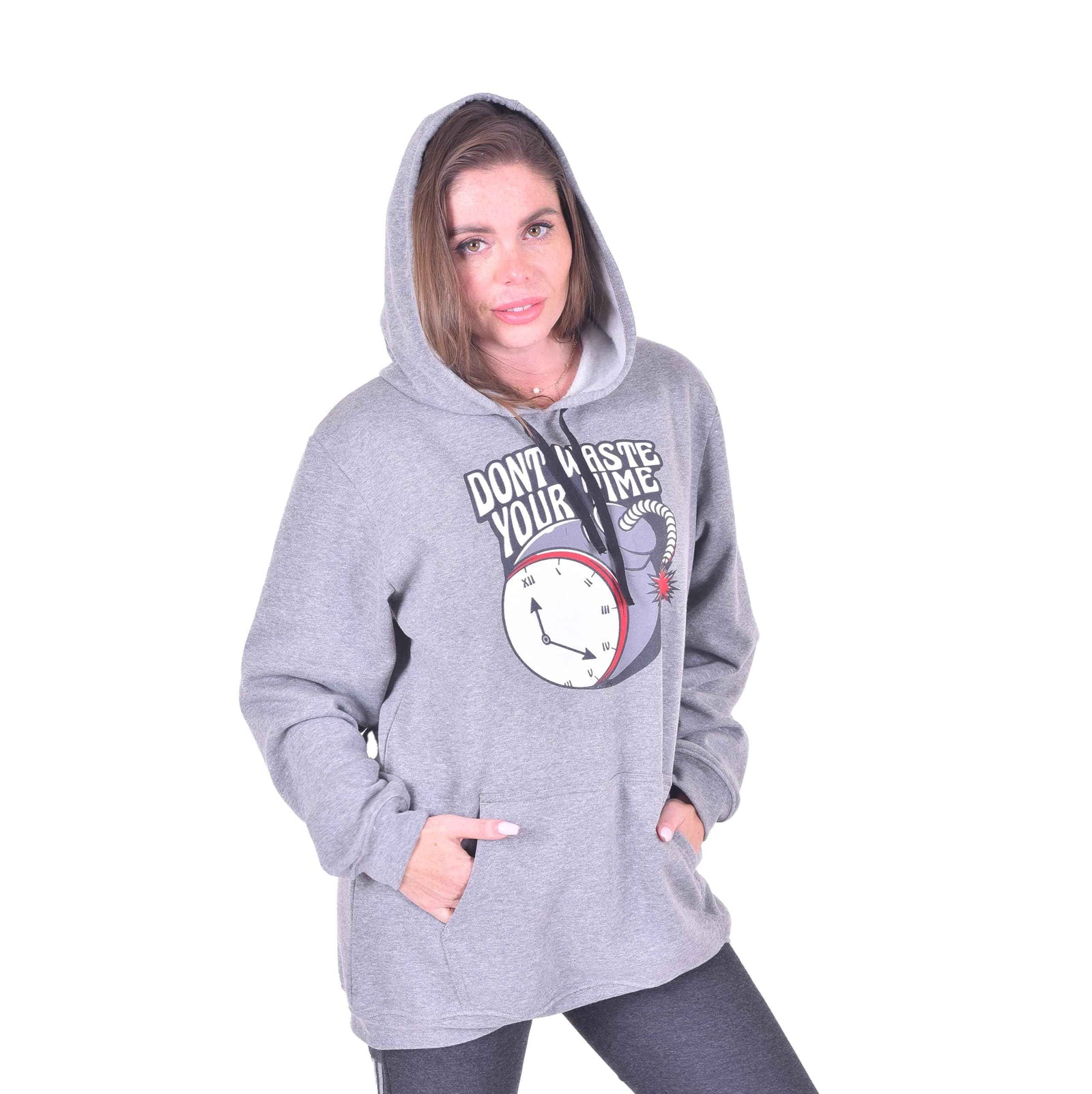 JIL Men sweatshirt cotton melton brushed grey melange printed, 3 - Safqqa Egypt