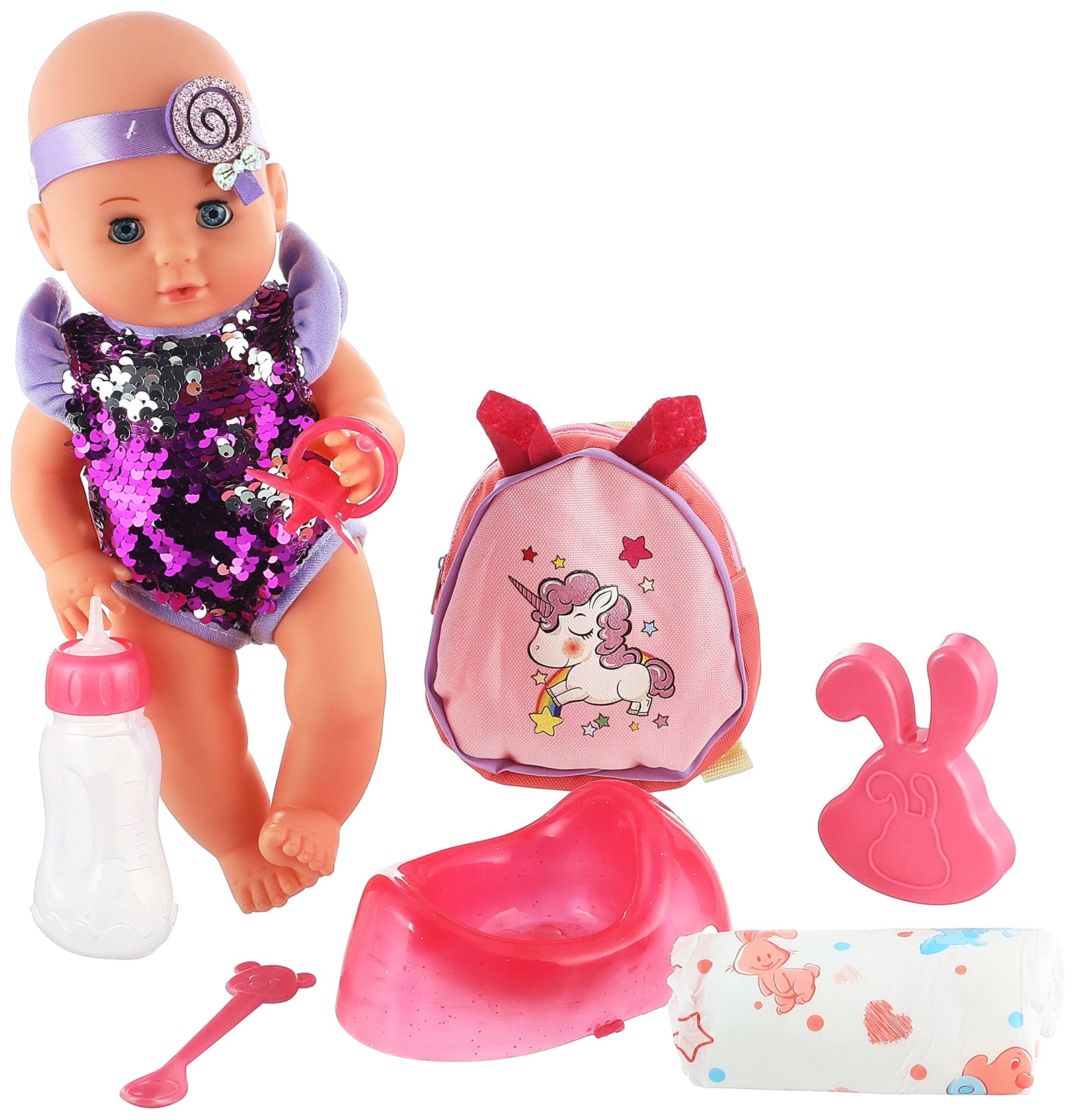 Yale Doll with Accessories for Girls, 30 cm - Multi Color