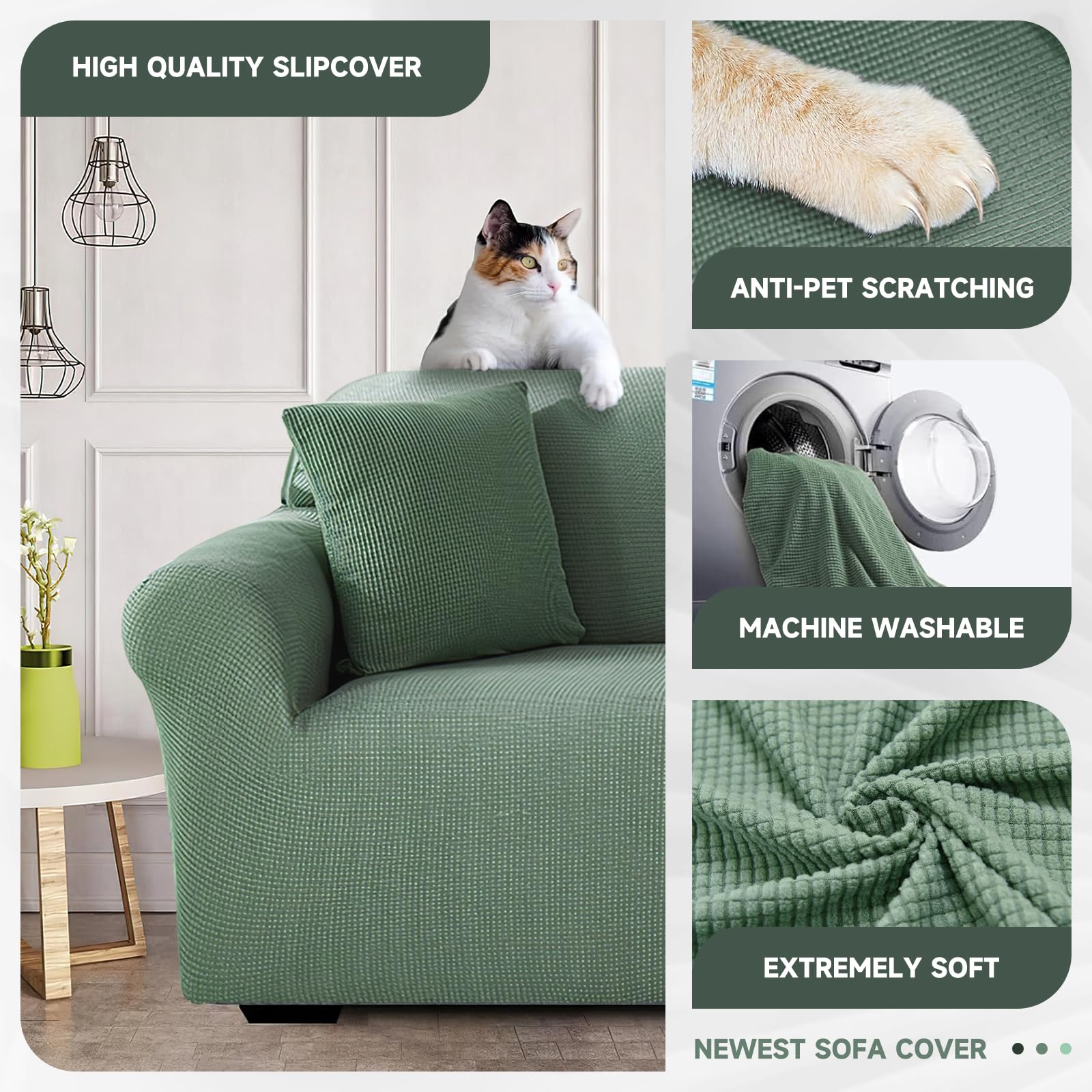 INFOSUN Stretch Sofa Cover Set with Anti-Slip Design & Pillow Covers – Safqqa Egypt