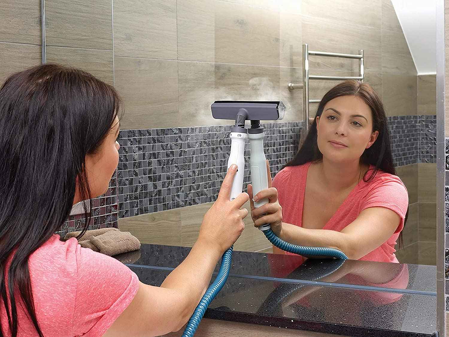 BLACK+DECKER 2-in-1 Steam Mop, 1600W, Fast Heat-Up, Delta Head, Steam Mitt, 11 Accessories, Kills 99.9% of Germs, Auto Select, Microfiber Pad, ECO Friendly, White/Aqua - BHSM166DSM-GB - Safqqa Egypt