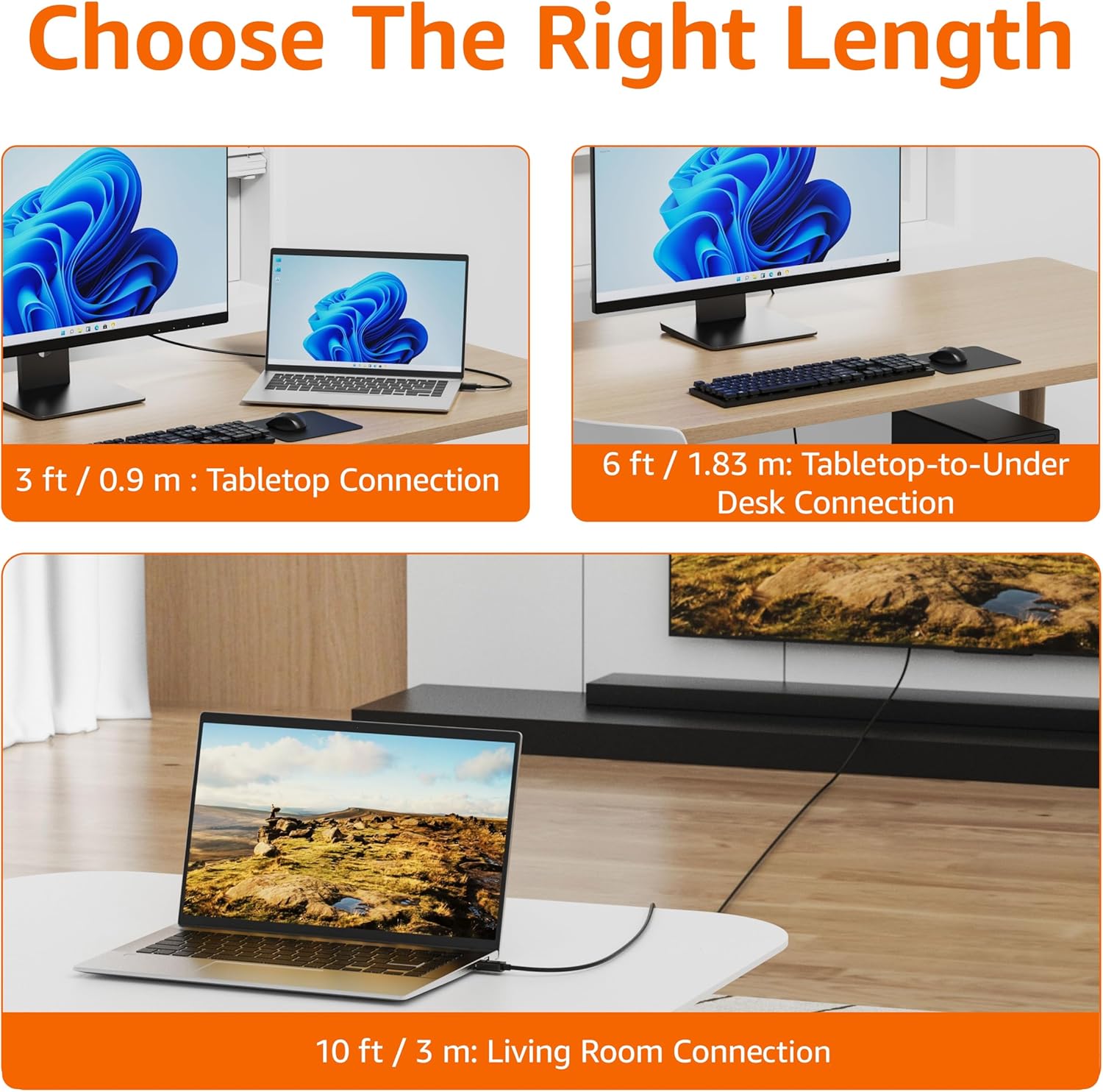 كابل Amazon Basics DisplayPort إلى HDMI – دقة 4K بطول 6 قدم