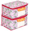Fun Homes Metallic Leafy Print Underbed Storage Bags – 2 Pieces Non-Woven Cloth Organiser with Transparent Window