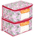 Fun Homes Metallic Leafy Print Underbed Storage Bags – 2 Pieces Non-Woven Cloth Organiser with Transparent Window