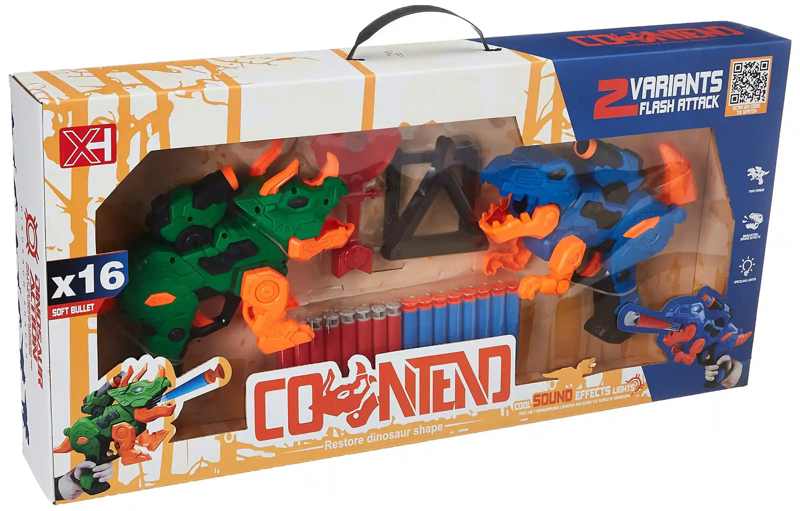Dinosaur gun - foam bullets - laser - 22 pieces - dinosaur sound + 6 years - Safqqa Egypt