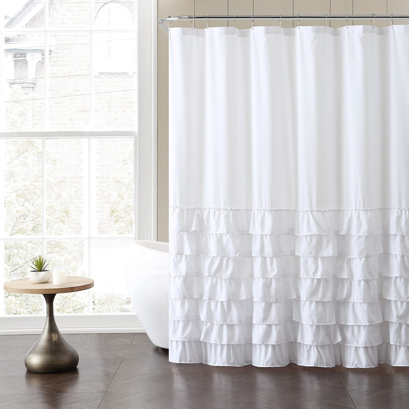 Melanie Ruffled Shower Curtain – Elegant & Water-Resistant Design-182cm *182cm